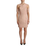Dsquared² Beige Leather Open Shoulder Sheath Mini Dress Dsquared² Rosy Brown