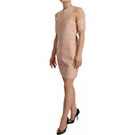 Dsquared² Beige Leather Open Shoulder Sheath Mini Dress Dsquared² Rosy Brown
