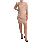 Dsquared² Beige Leather Open Shoulder Sheath Mini Dress Dsquared² Rosy Brown