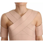 Dsquared² Beige Leather Open Shoulder Sheath Mini Dress Dsquared² Tan
