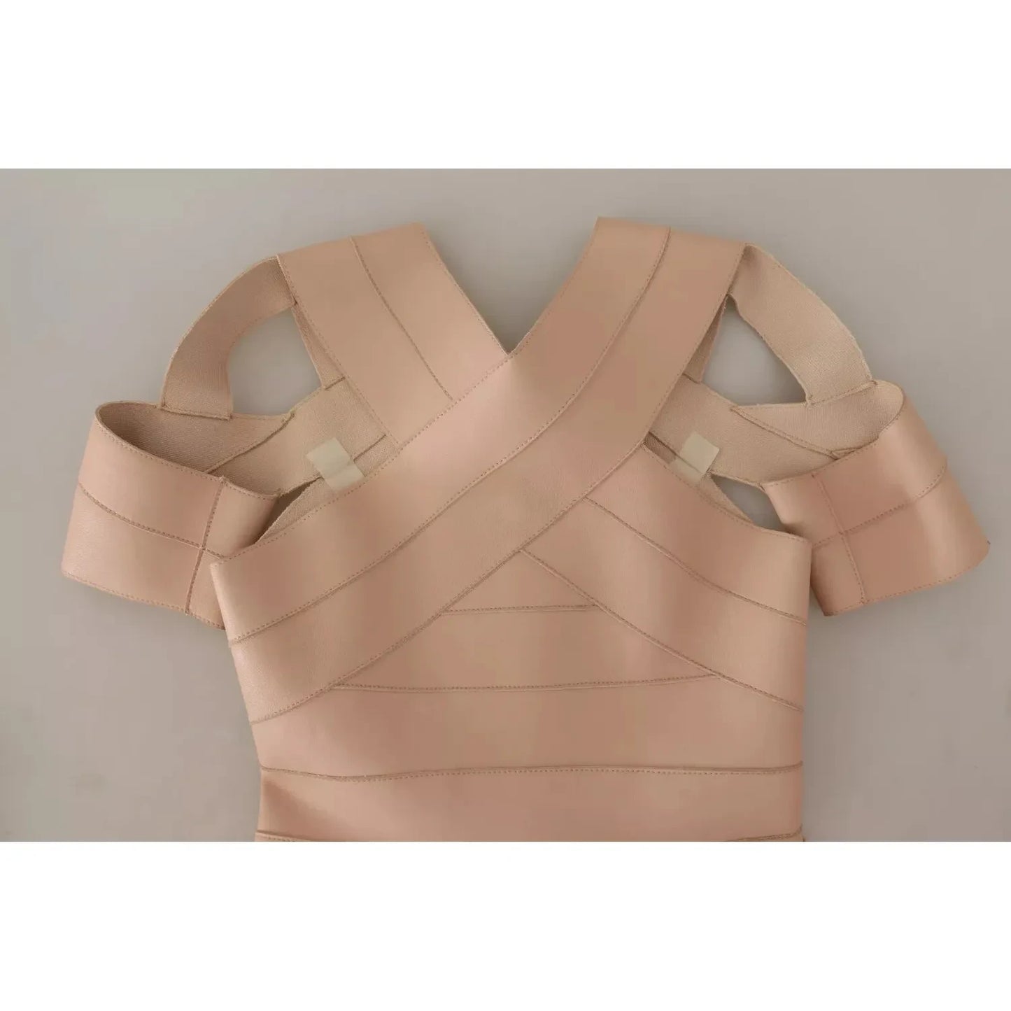 Dsquared² Beige Leather Open Shoulder Sheath Mini Dress Dsquared² Rosy Brown
