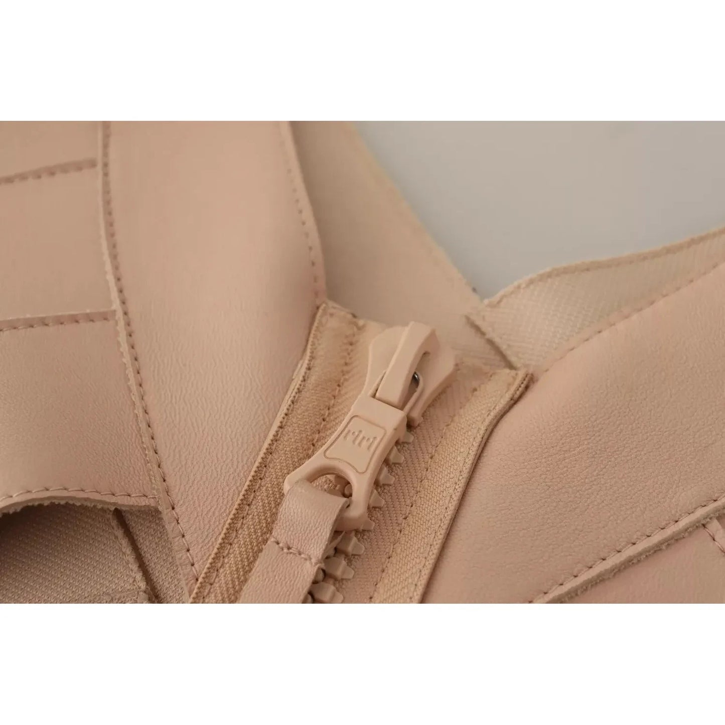 Dsquared² Beige Leather Open Shoulder Sheath Mini Dress Dsquared² Rosy Brown