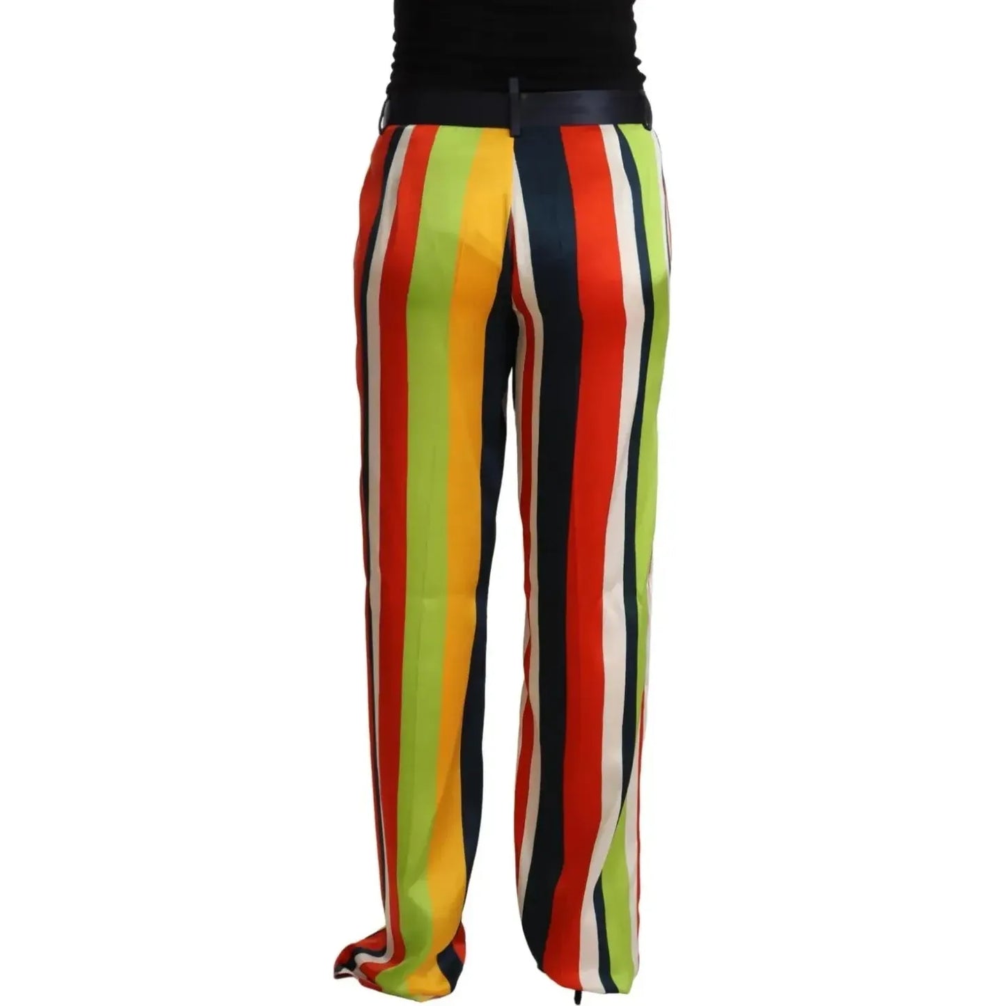 Dsquared² Multicolor Striped Mid Waist Straight Pants Dsquared² Dark Goldenrod