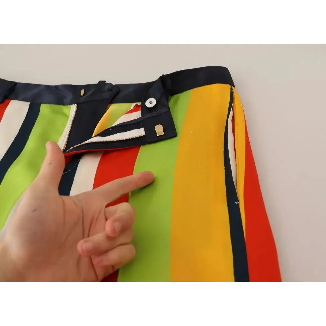 Dsquared² Multicolor Striped Mid Waist Straight Pants Dsquared² Dark Goldenrod