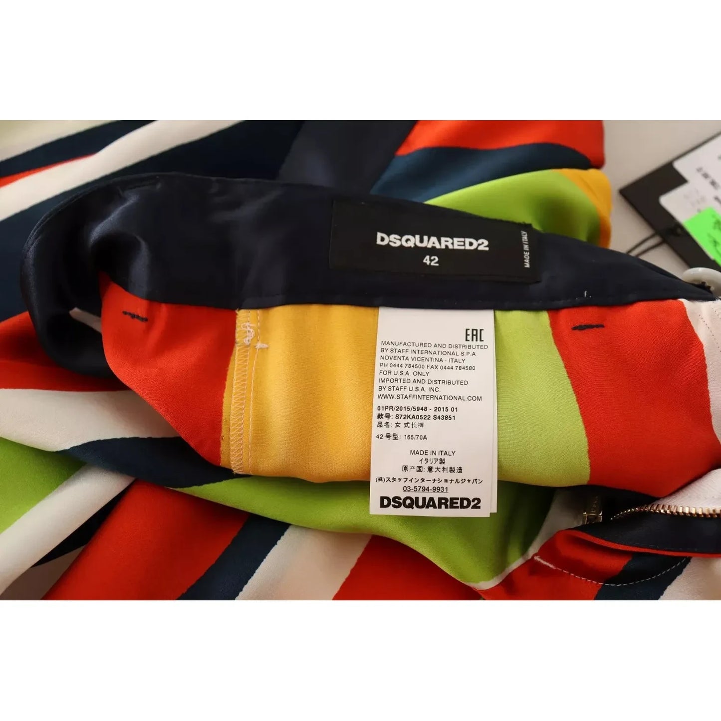 Dsquared² Multicolor Striped Mid Waist Straight Pants Dsquared² Black