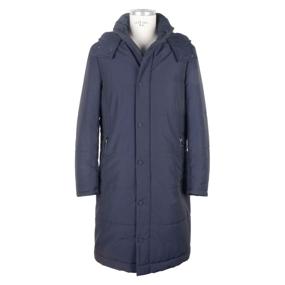 Made in Italy Blue Wool Men Raincoat Made in Italy Dark Slate Gray