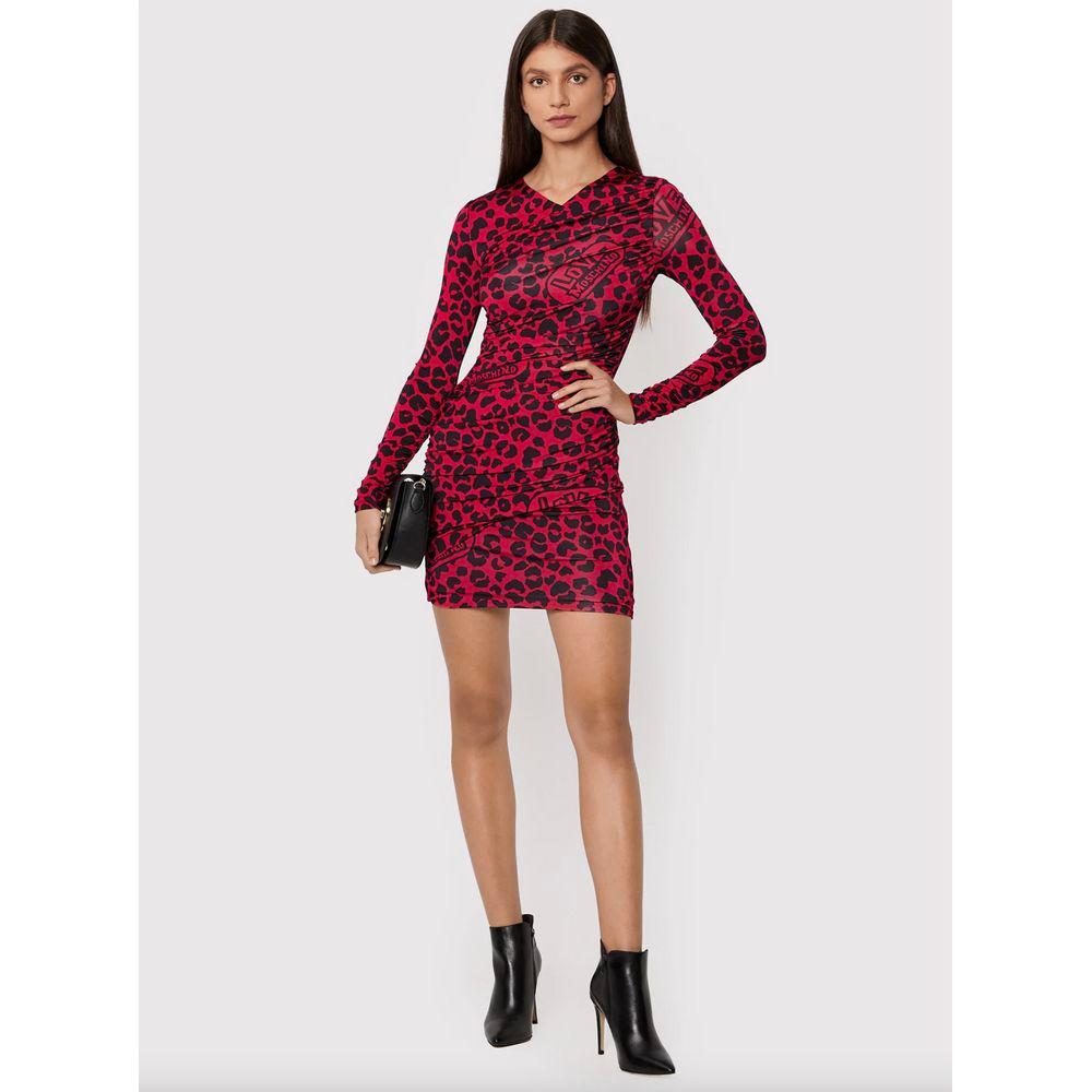 Love Moschino Chic Leopard Texture Dress in Pink and Black Love Moschino Lavender