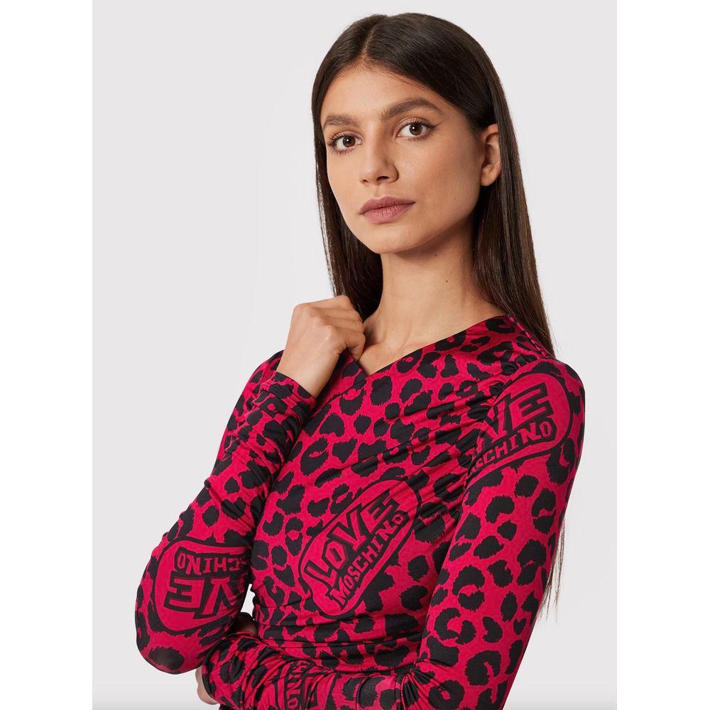 Love Moschino Chic Leopard Texture Dress in Pink and Black Love Moschino Misty Rose