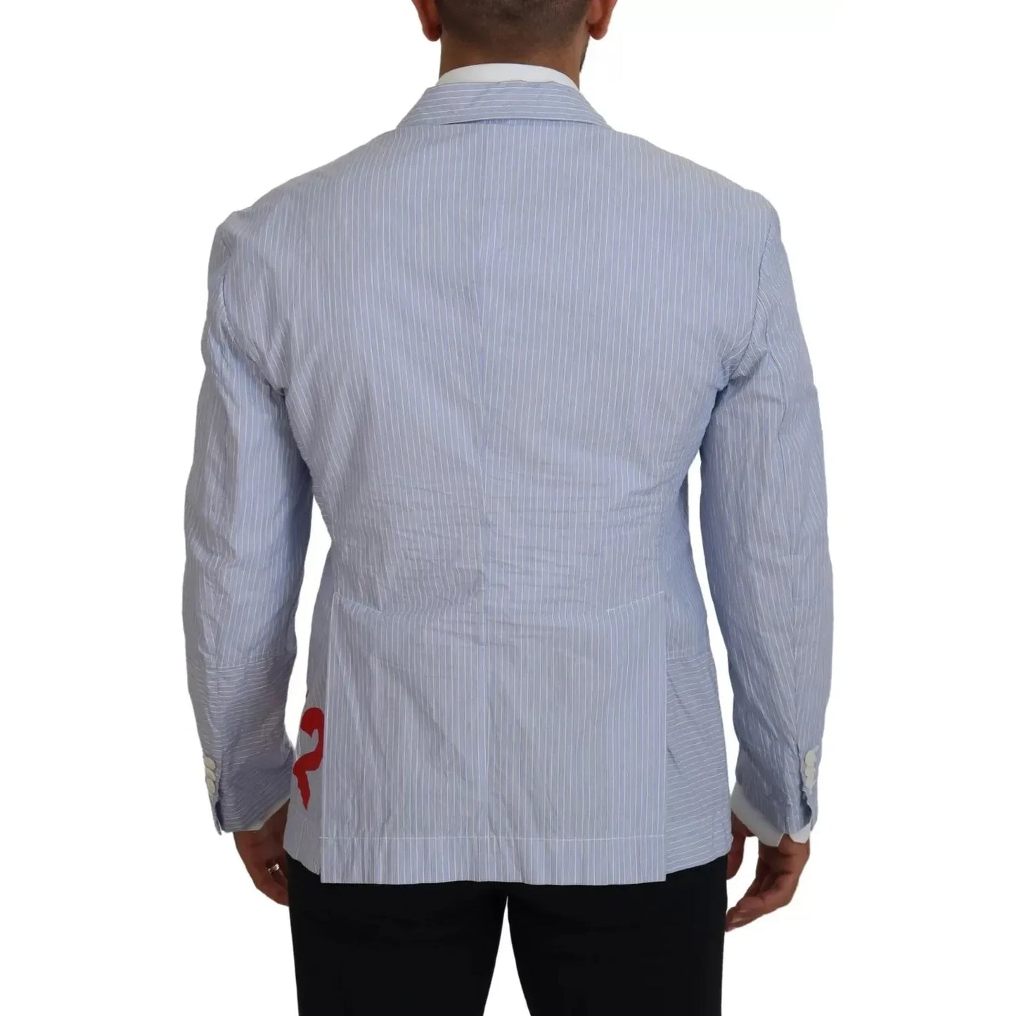 Dsquared² Blue Striped Single Breasted Formal Coat Blazer Dsquared² Dark Gray