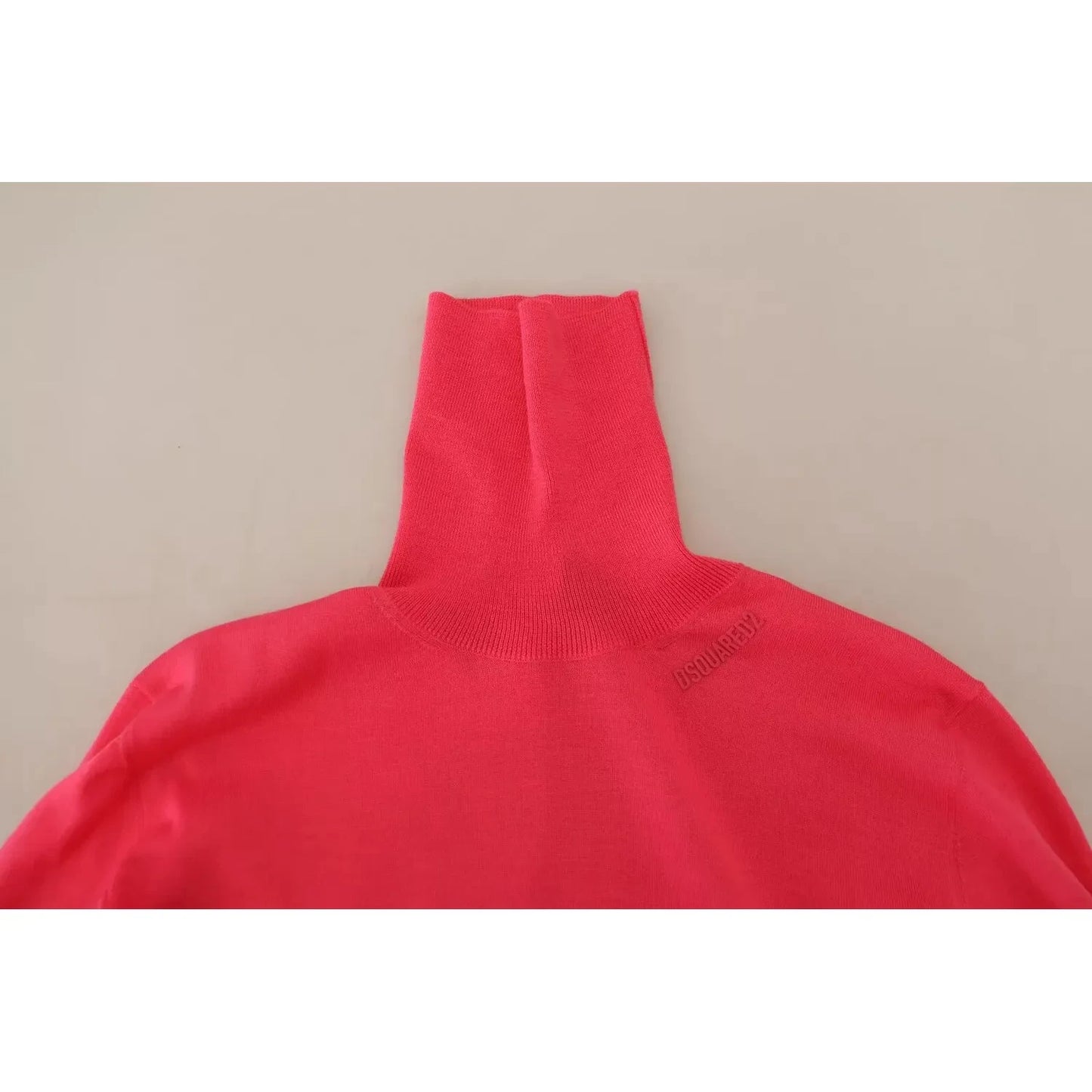 Dsquared² Pink Solid Long Sleeve Turtle Neck Casual Sweater Dsquared² Firebrick