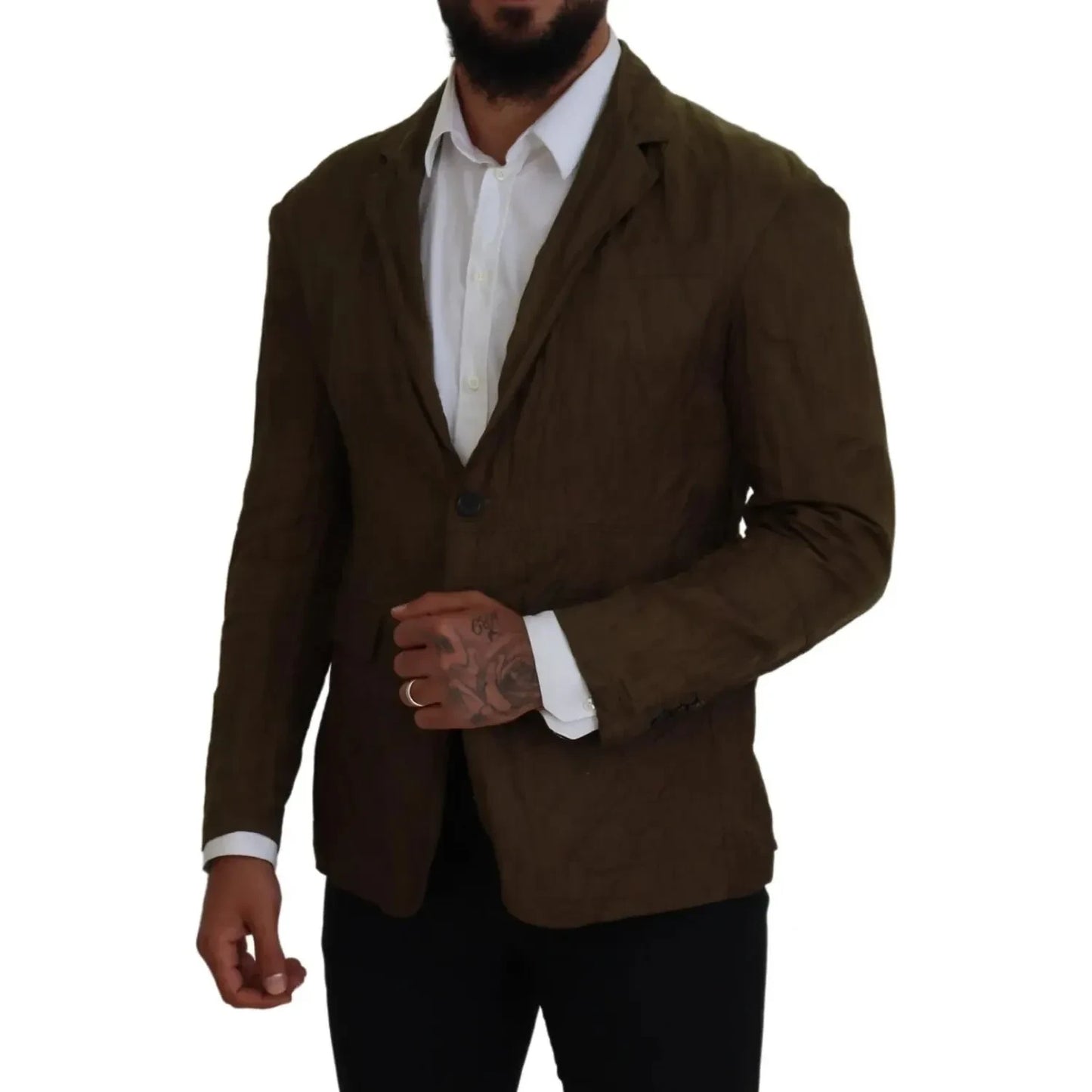 Dsquared² Green Single Breasted Men Coat Blazer Jacket Dsquared² Black