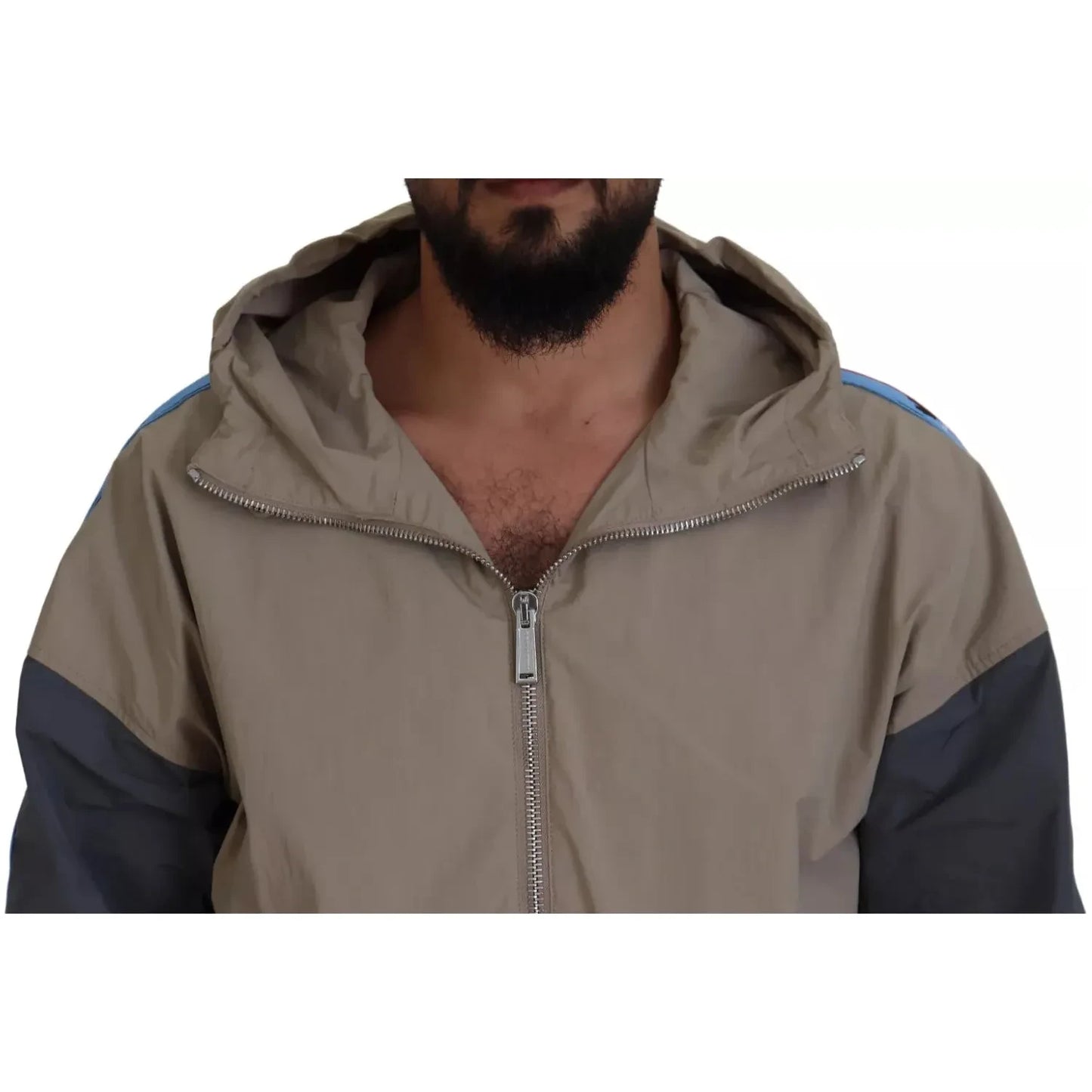 Dsquared² Brown Gray Sleeves Hooded Full Zip Jacket Dsquared² Dim Gray