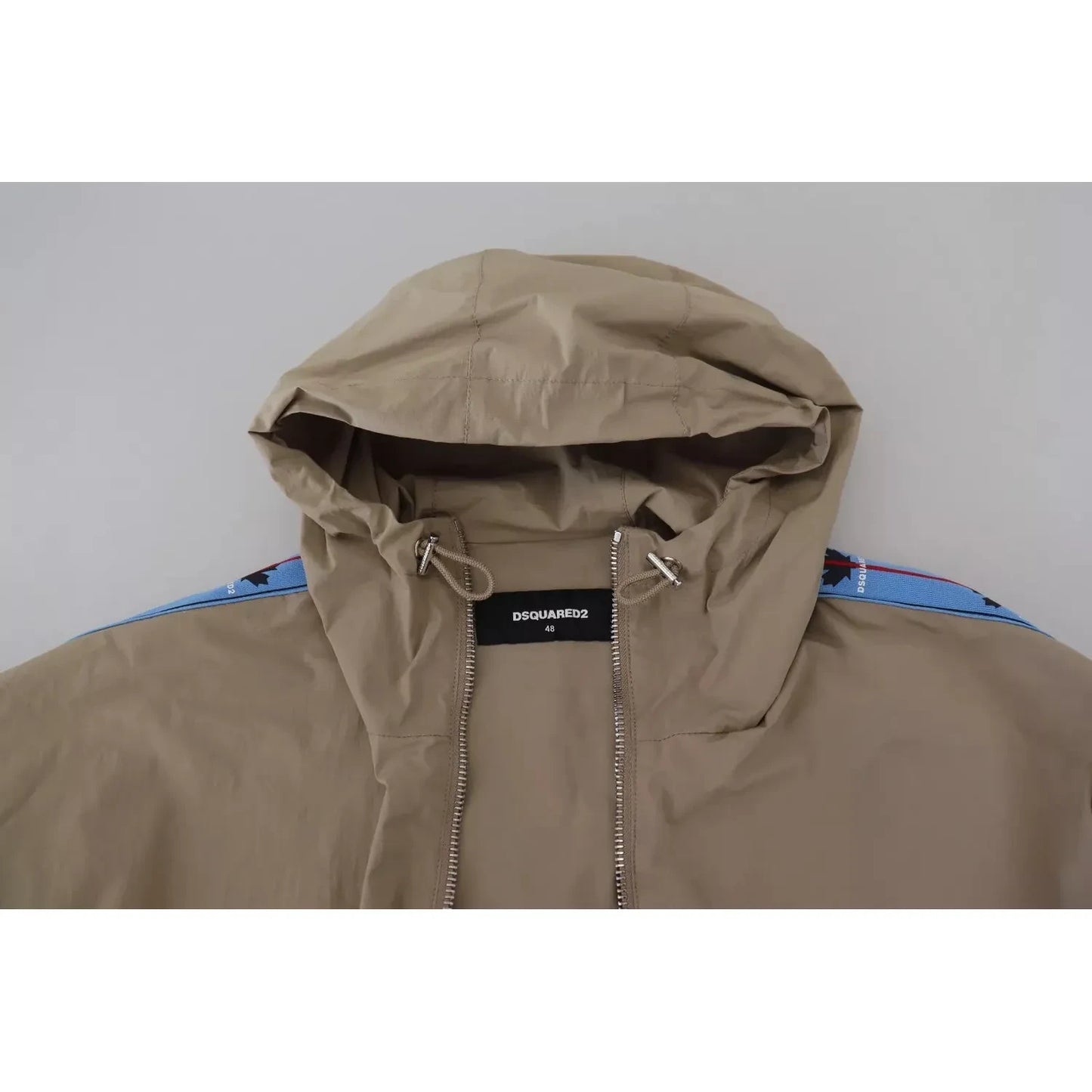 Dsquared² Brown Gray Sleeves Hooded Full Zip Jacket Dsquared² Dim Gray