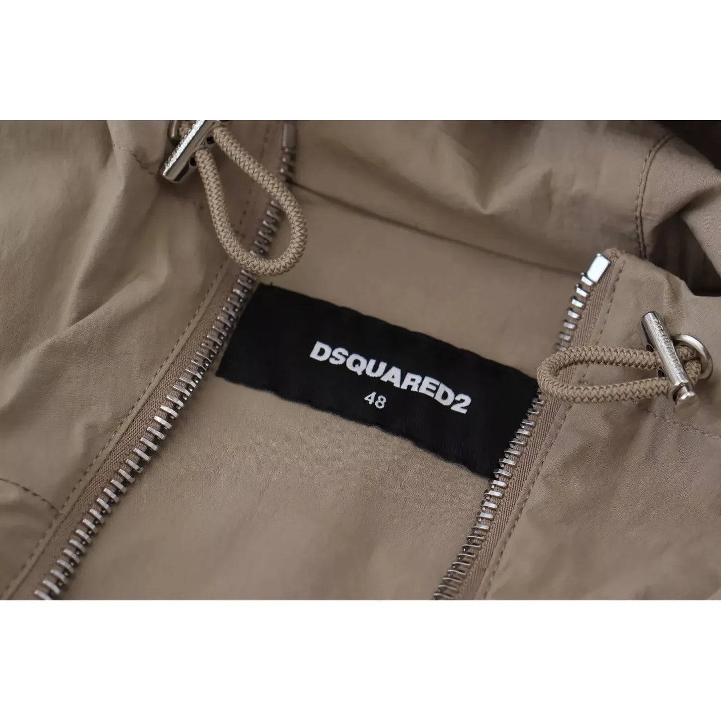 Dsquared² Brown Gray Sleeves Hooded Full Zip Jacket Dsquared² Dim Gray