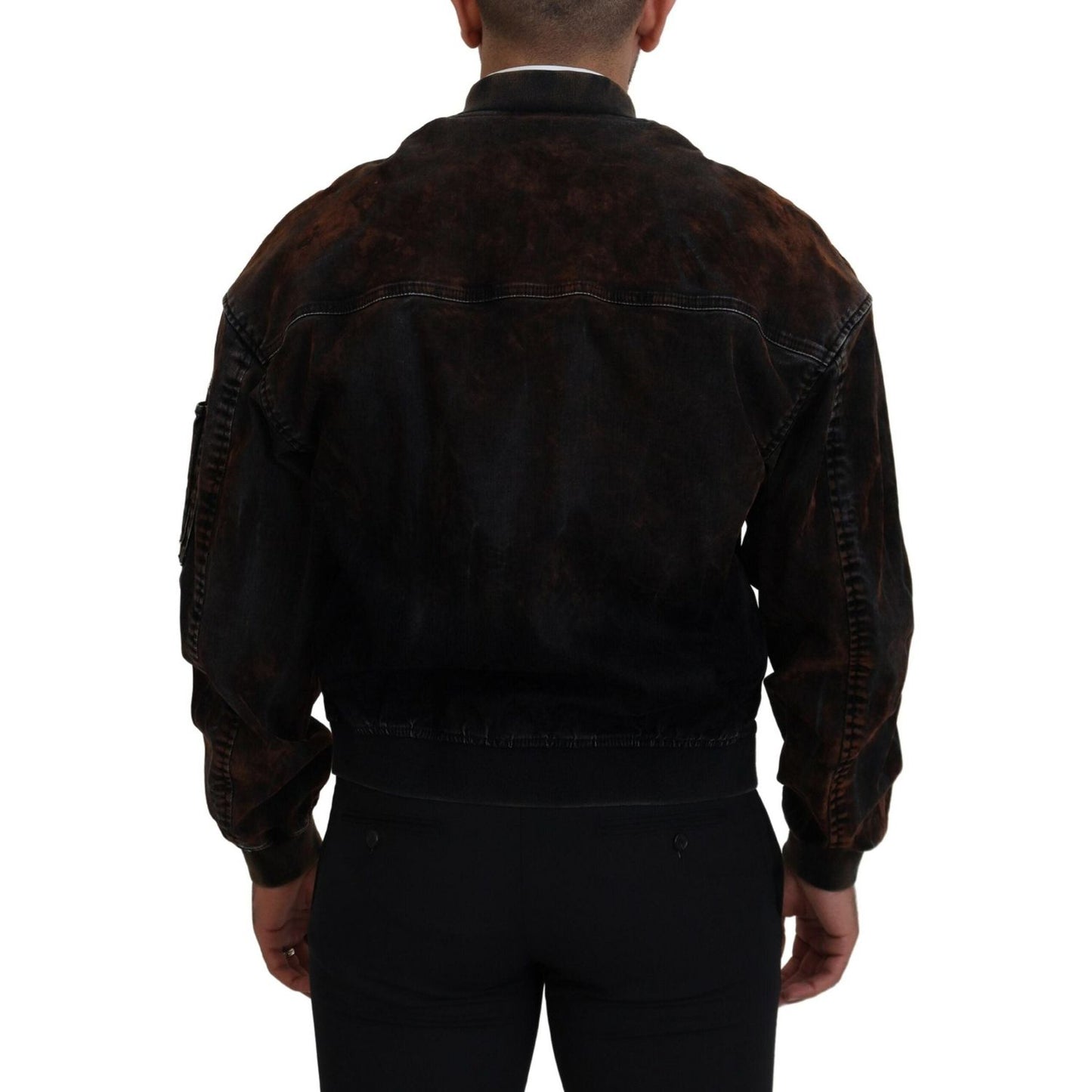 Dsquared² Brown Cotton Bomber Zipper Pocket Sleeves Jacket Dsquared² Black