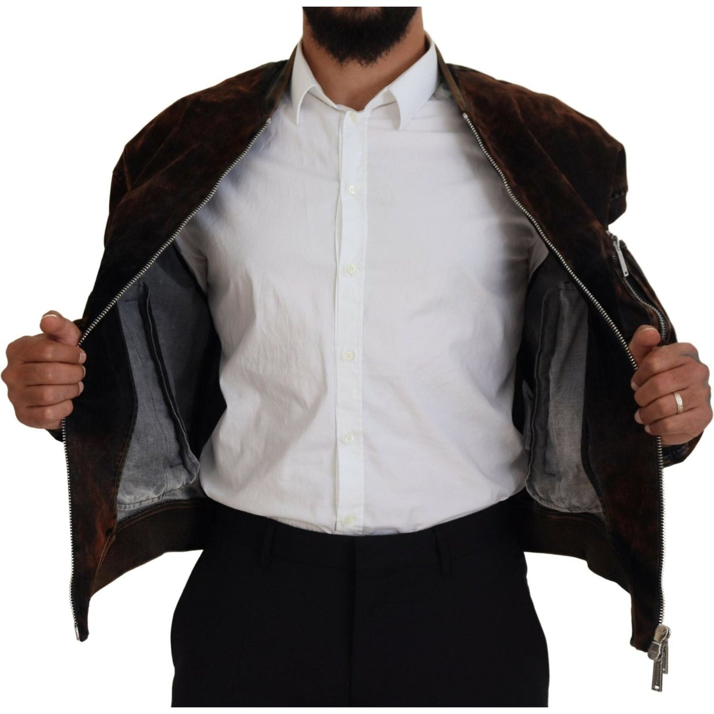 Dsquared² Brown Cotton Bomber Zipper Pocket Sleeves Jacket Dsquared² Black