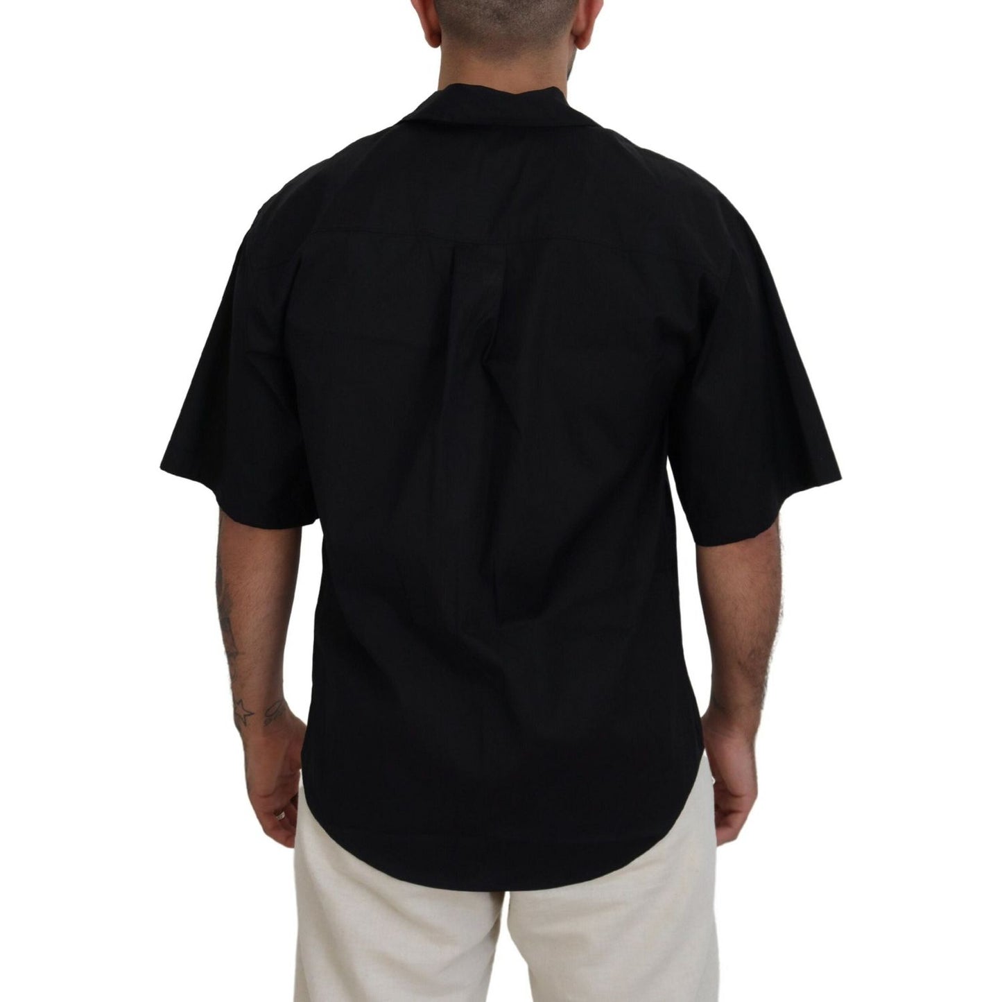Dsquared² Black Cotton Collared Logo Print Short Sleeve Shirt Dsquared² Dark Gray
