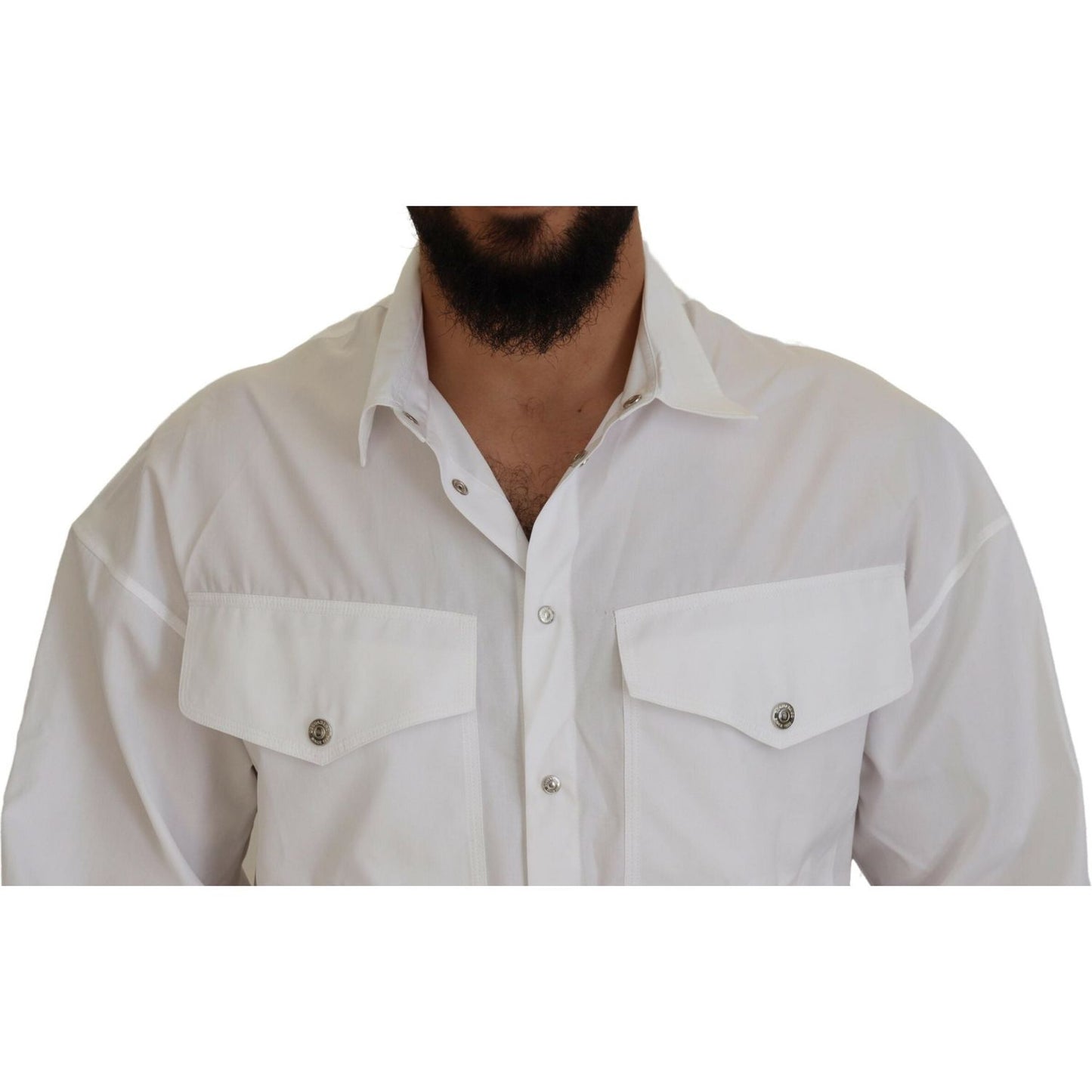 Dsquared² White Cotton Collared Casual Men Long Sleeves Jacket Dsquared² Gray