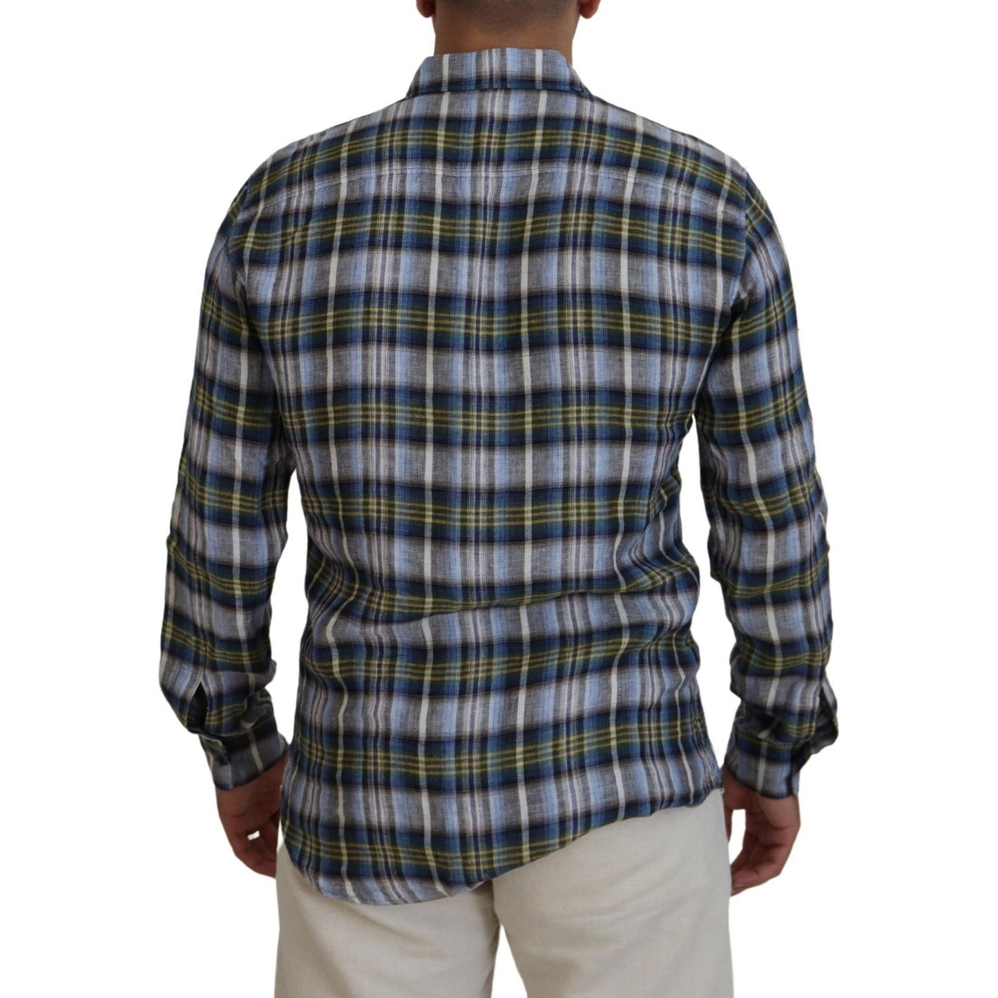 Dsquared² Multicolor Checkered Casual Men Long Sleeves Shirt Dsquared² Dark Slate Gray