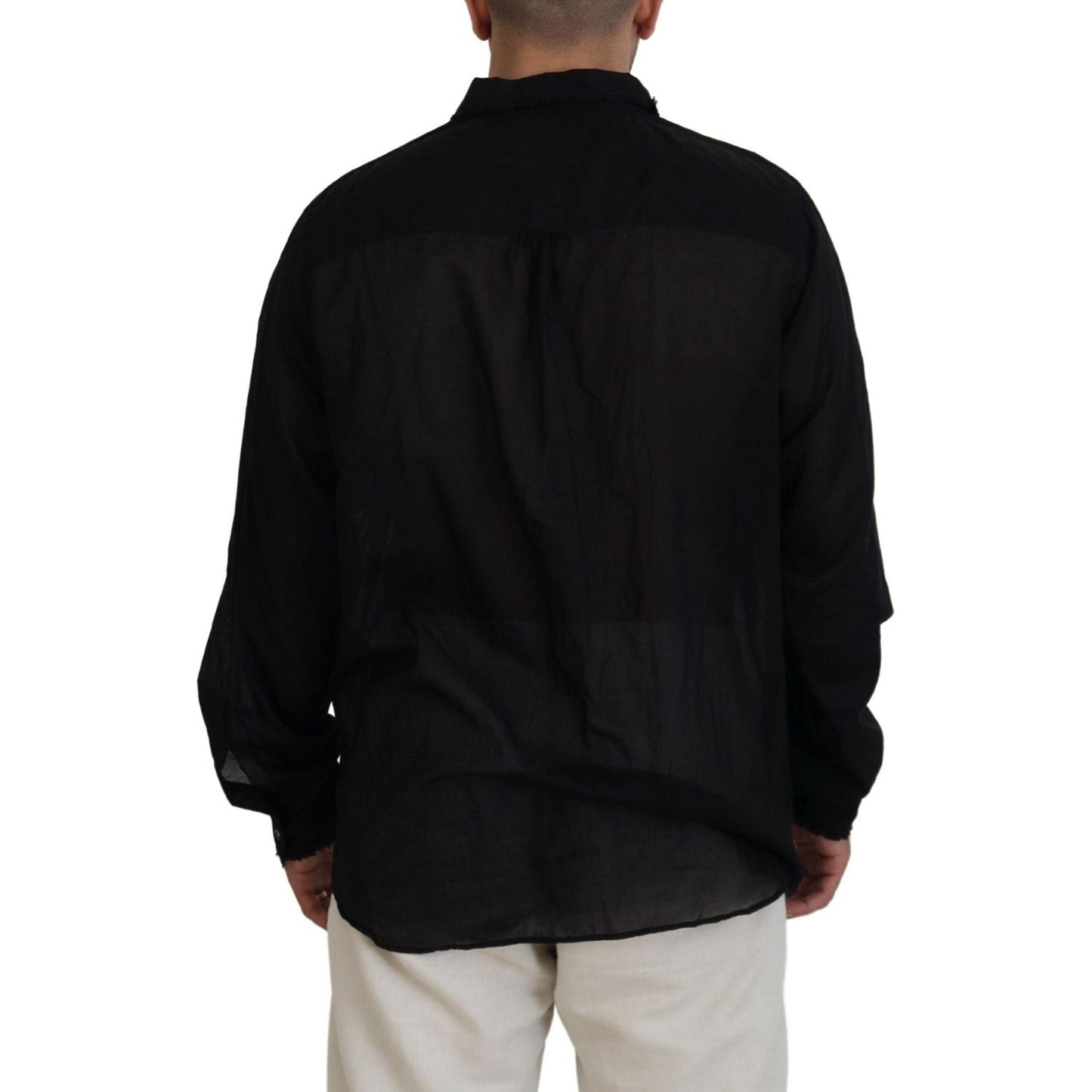 Dsquared² Black Cotton Collared Long Sleeves Formal Shirt Dsquared² Dark Gray