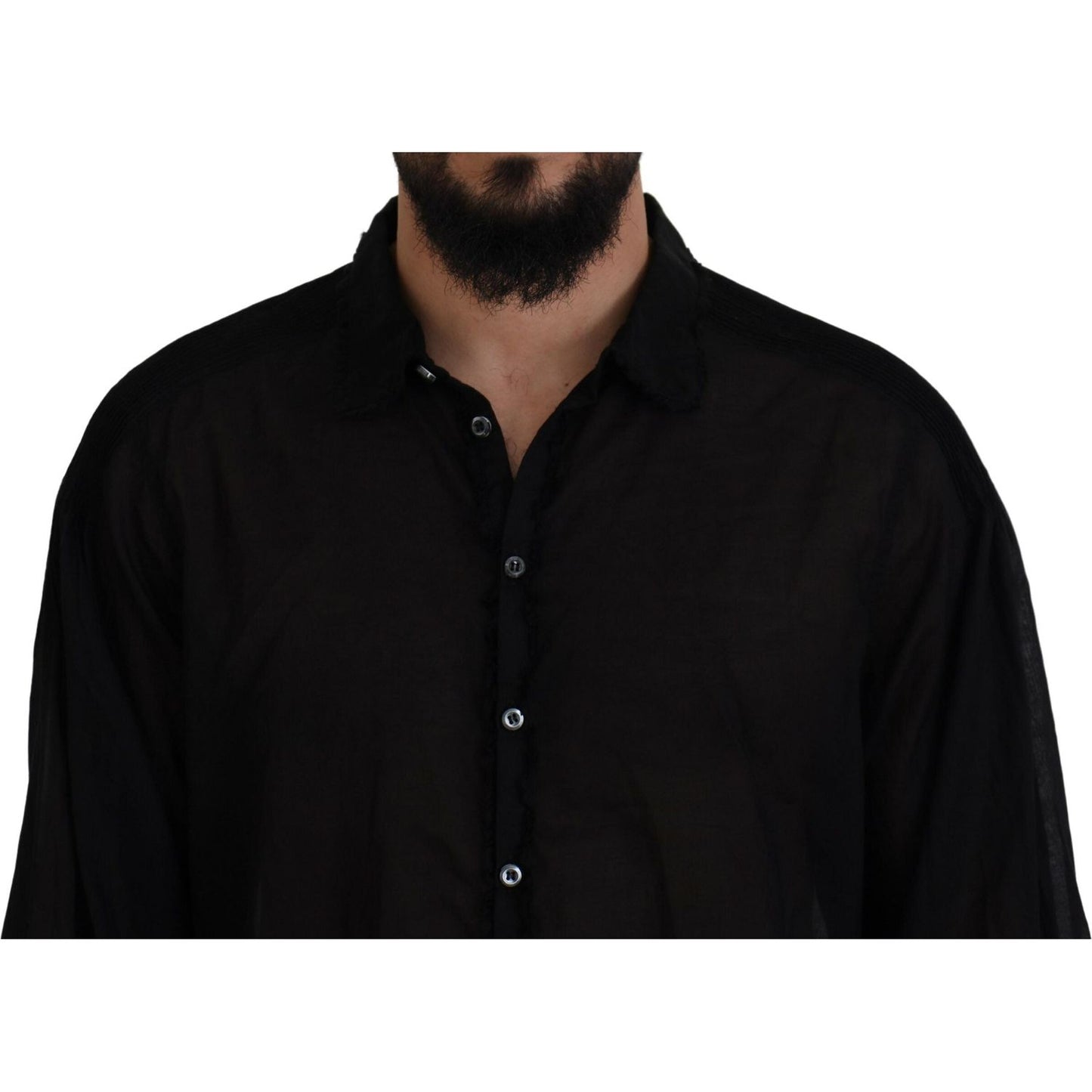 Dsquared² Black Cotton Collared Long Sleeves Formal Shirt Dsquared² Black