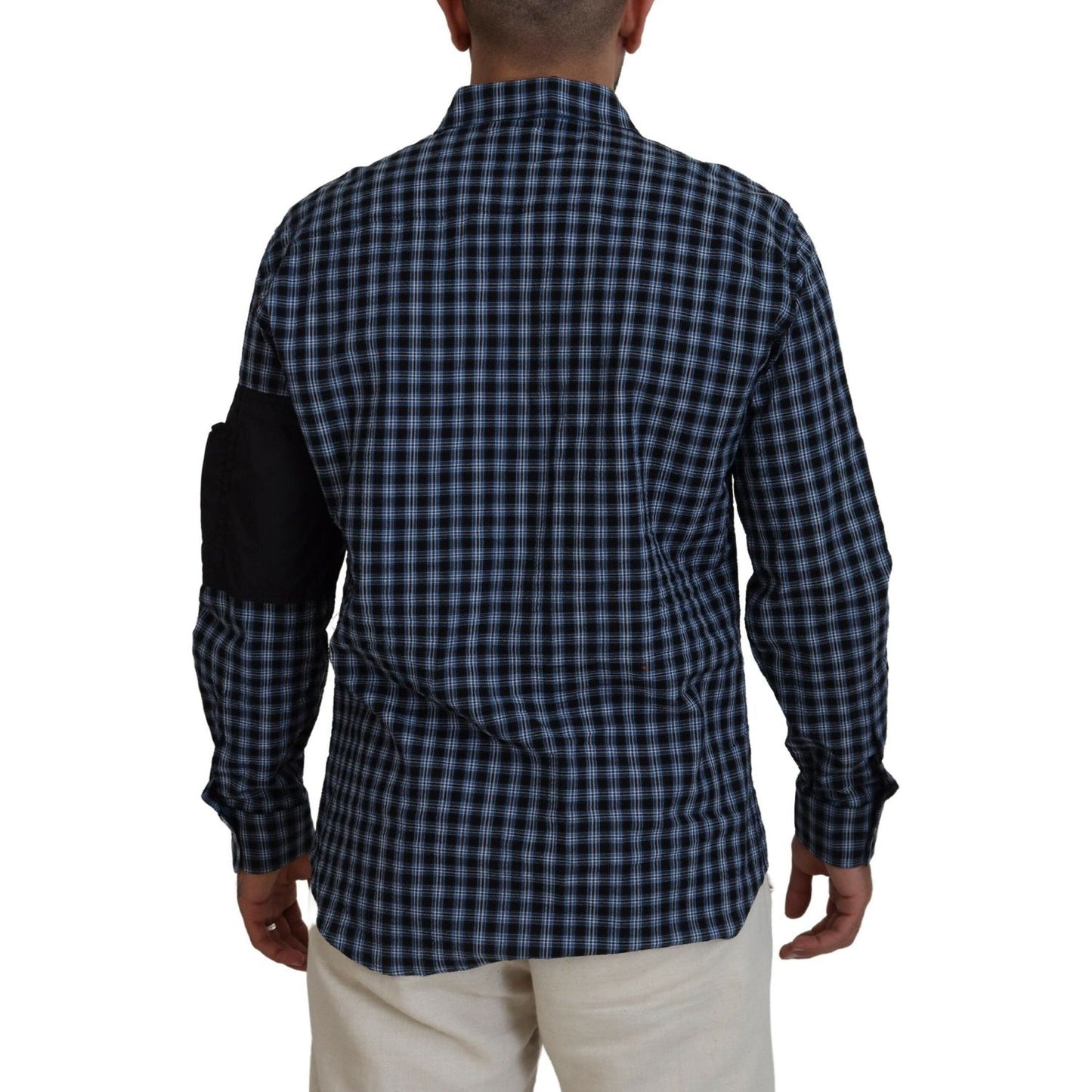 Dsquared² Multicolor Black Arm Plaid Men Long Sleeves Shirt Dsquared² Dark Slate Gray