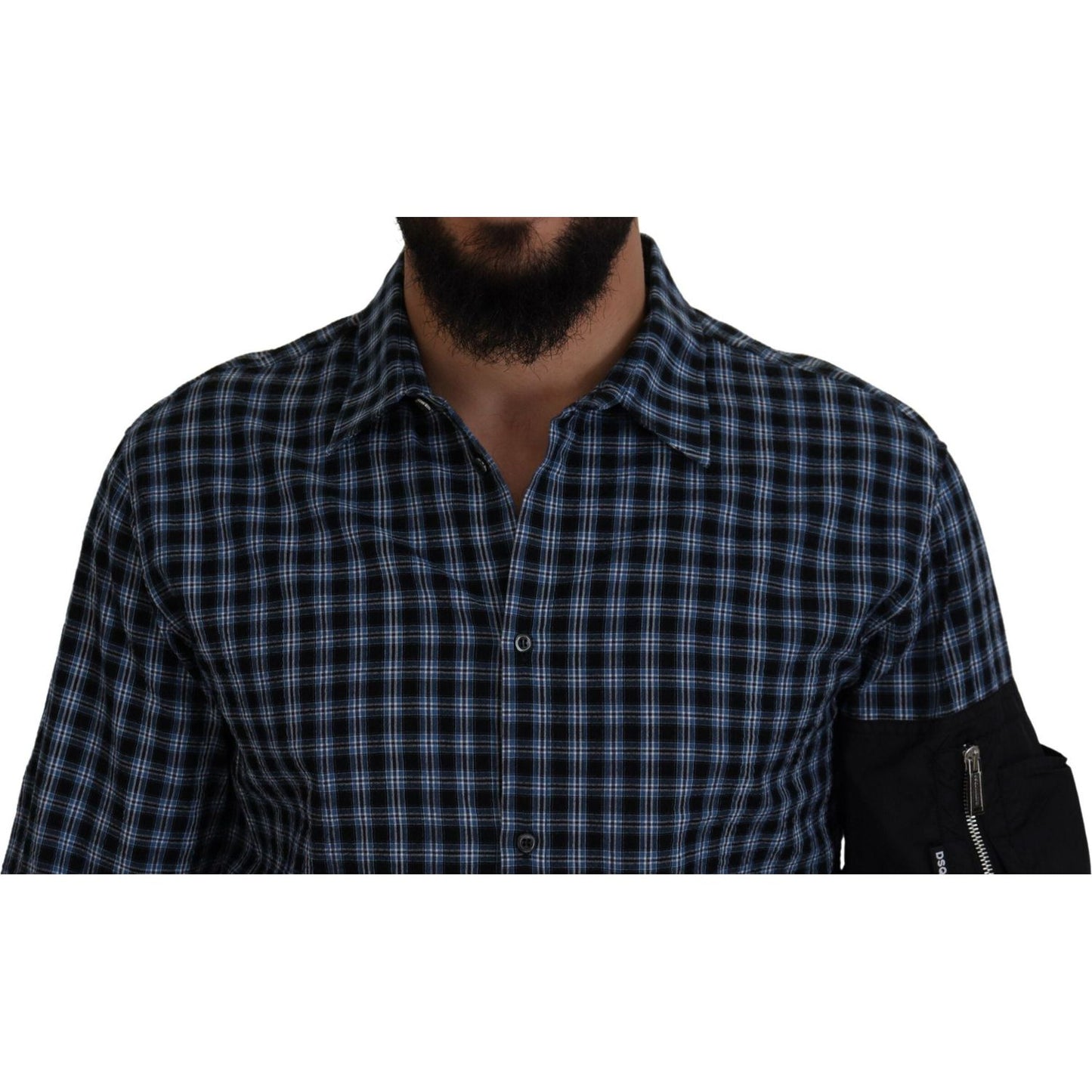 Dsquared² Multicolor Black Arm Plaid Men Long Sleeves Shirt Dsquared² Black