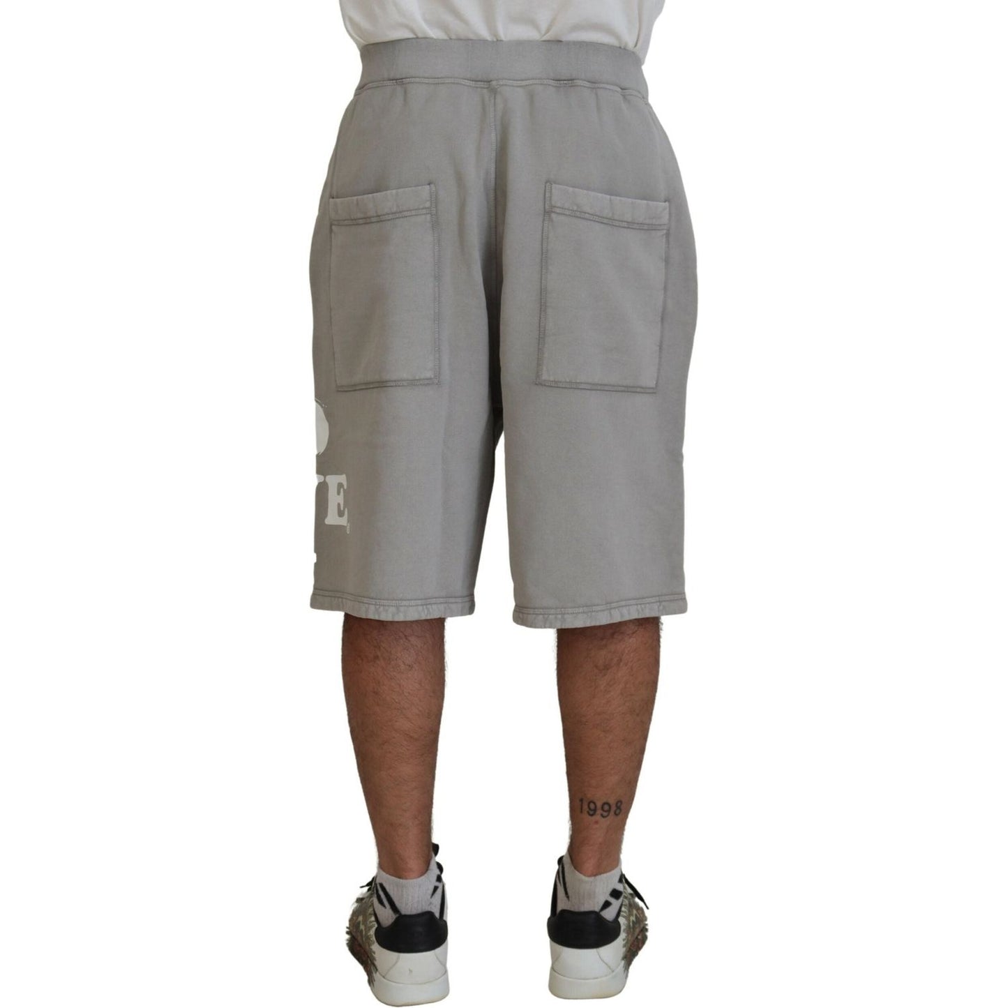 Dsquared² Gray Printed Pull On Men Casual Bermuda Shorts Dsquared² Slate Gray