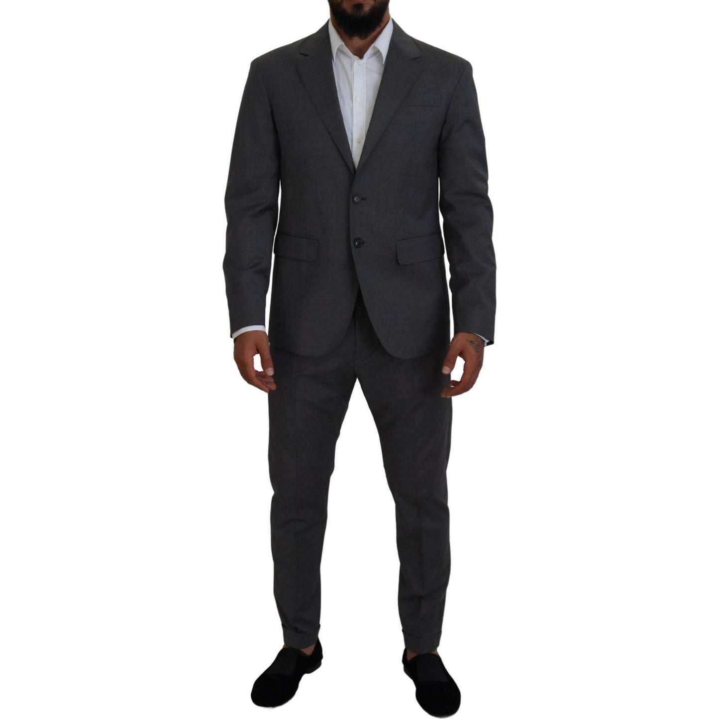 Dsquared² Gray Wool Single Breasted 2 Piece CIPRO Suit Dsquared² Dark Slate Gray