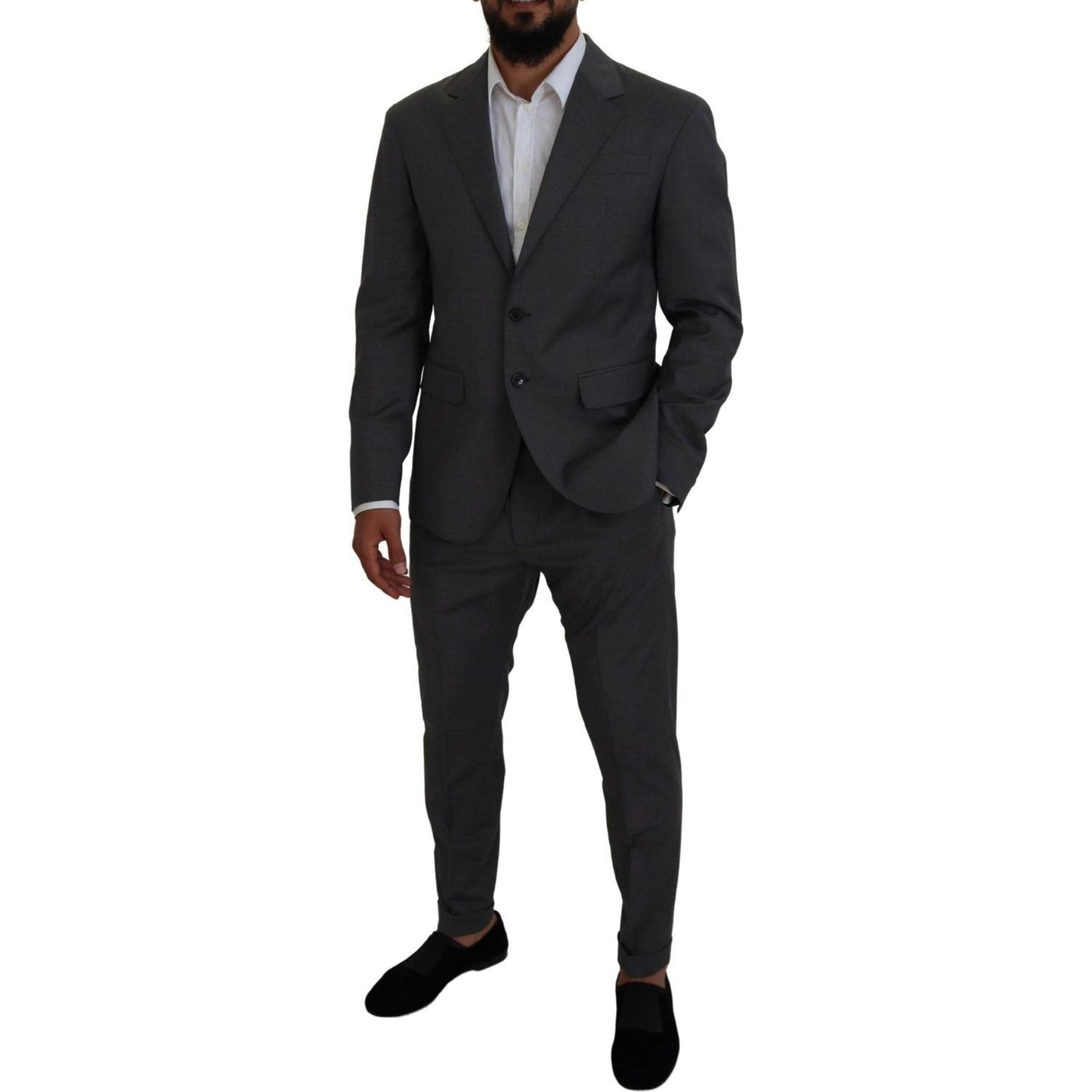 Dsquared² Gray Wool Single Breasted 2 Piece CIPRO Suit Dsquared² Black