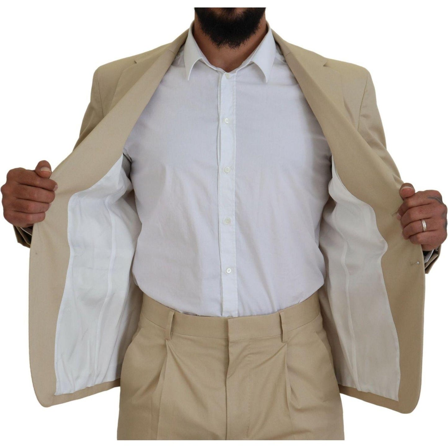 Dsquared² Beige Cotton Single Breasted 2 Piece CIPRO Suit Dsquared² Rosy Brown
