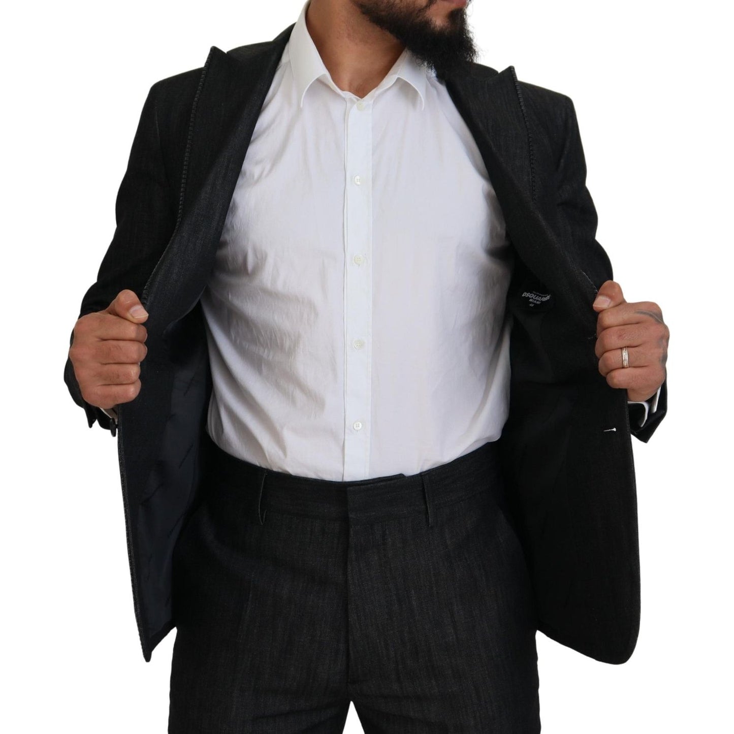 Dsquared² Black Cotton Single Breasted 2 Piece MIAMI Suit Dsquared² Black