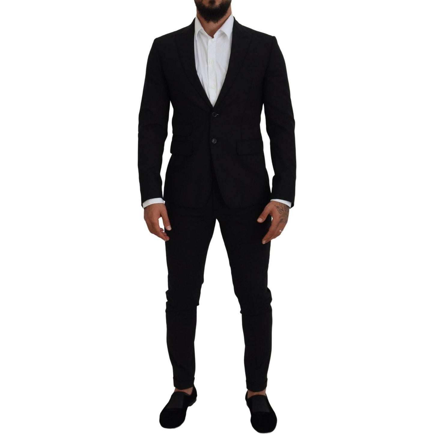 Dsquared² Black Wool Single Breasted 2 Piece LONDON Suit Dsquared² Black