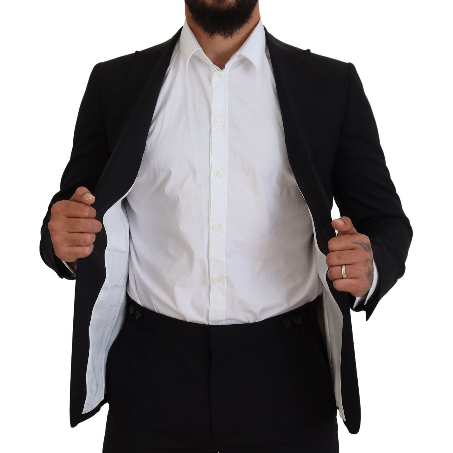 Dsquared² Black Wool Single Breasted 2 Piece LONDON Suit Dsquared² Gray