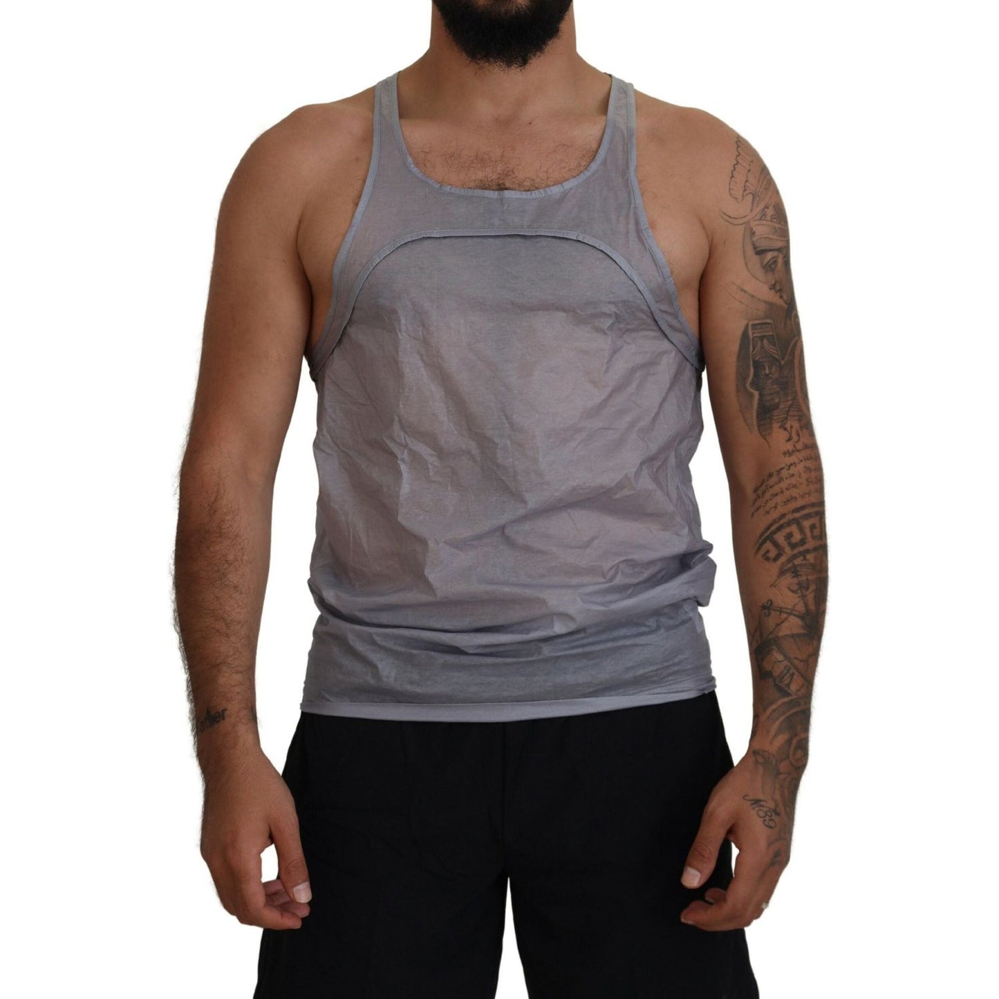 Dsquared² Light Gray Cotton Sleeveless Tank Men Top T-shirt Dsquared² Dim Gray