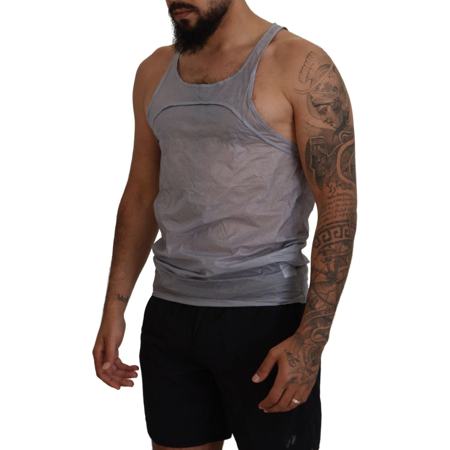 Dsquared² Light Gray Cotton Sleeveless Tank Men Top T-shirt Dsquared² Dim Gray