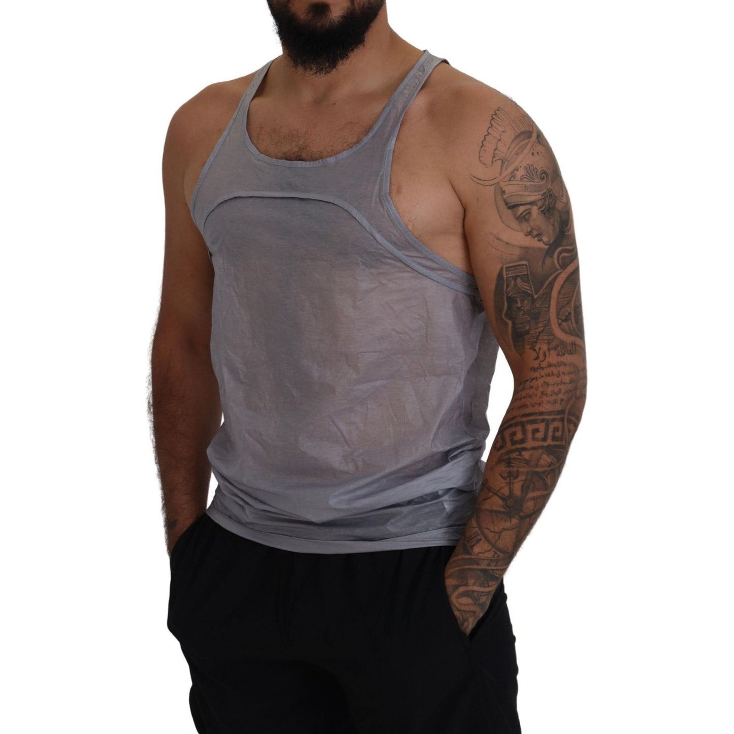 Dsquared² Light Gray Cotton Sleeveless Tank Men Top T-shirt Dsquared² Dim Gray