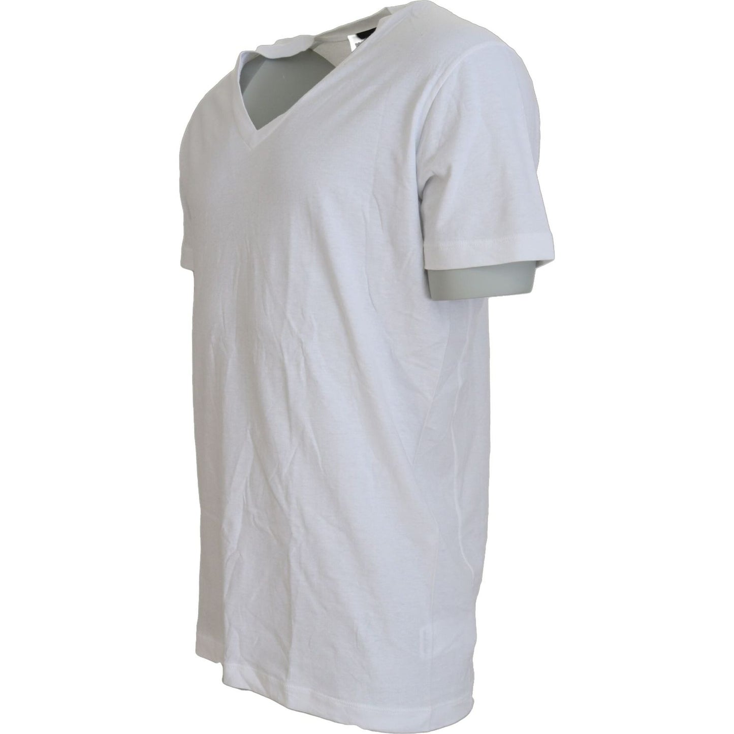 Dsquared² White Cotton Linen Short Sleeves V-neck T-shirt Dsquared² Gray