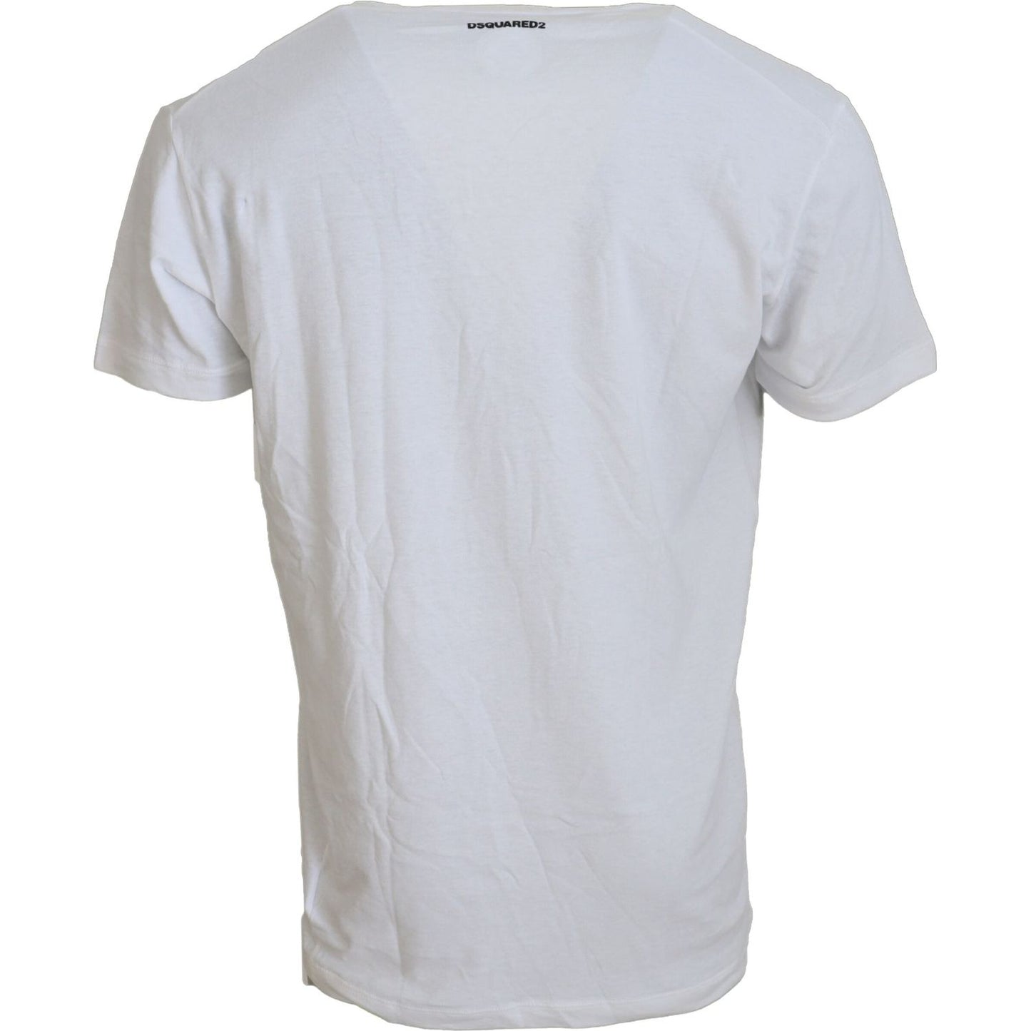 Dsquared² White Cotton Linen Short Sleeves V-neck T-shirt Dsquared² Light Gray