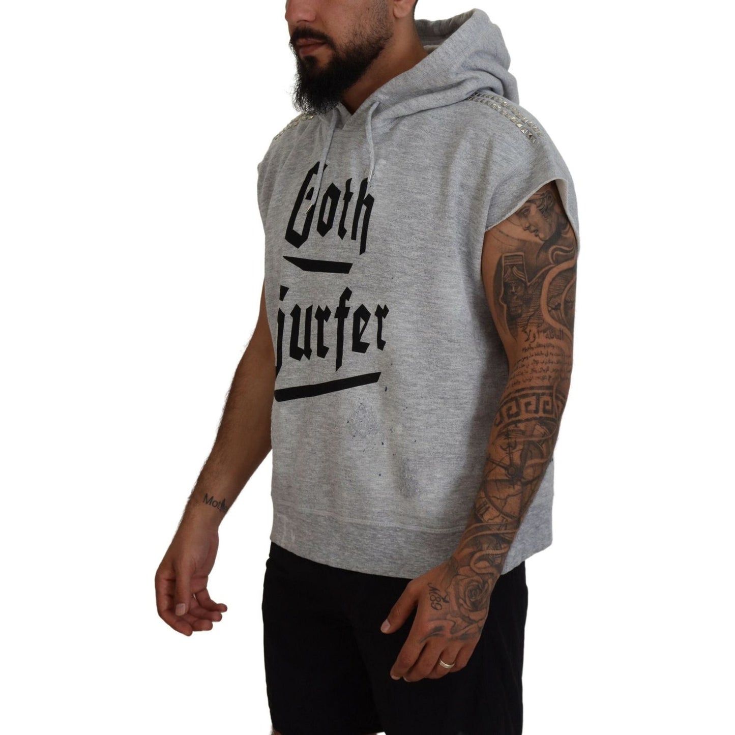 Dsquared² Light Gray Cotton Short Sleeves Hooded T-shirt Dsquared² Dim Gray