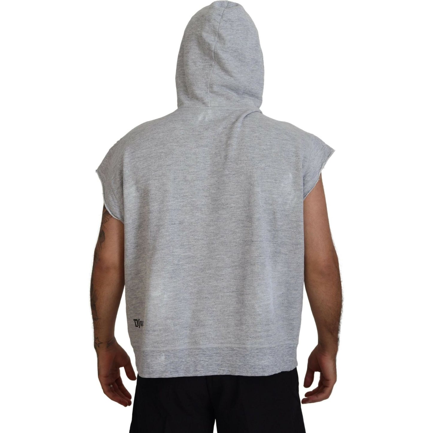 Dsquared² Light Gray Cotton Short Sleeves Hooded T-shirt Dsquared² Dark Gray