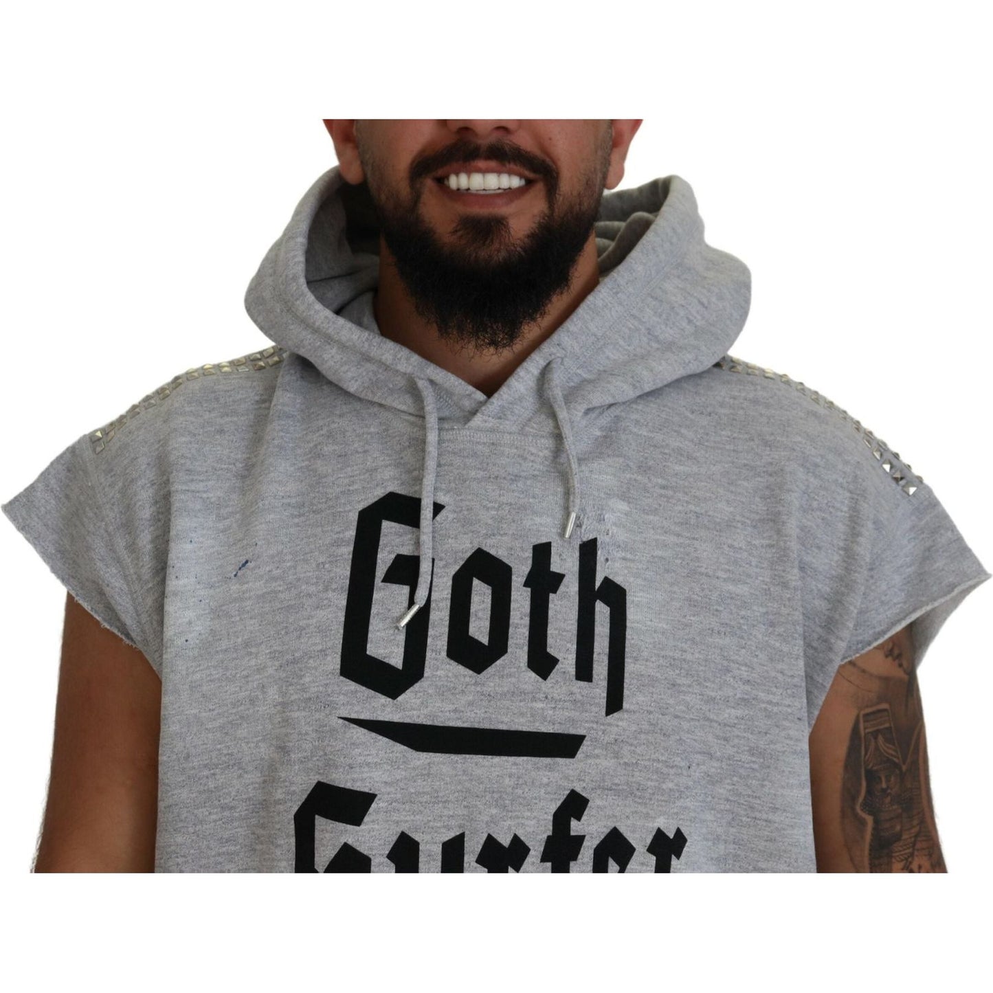 Dsquared² Light Gray Cotton Short Sleeves Hooded T-shirt Dsquared² Light Slate Gray