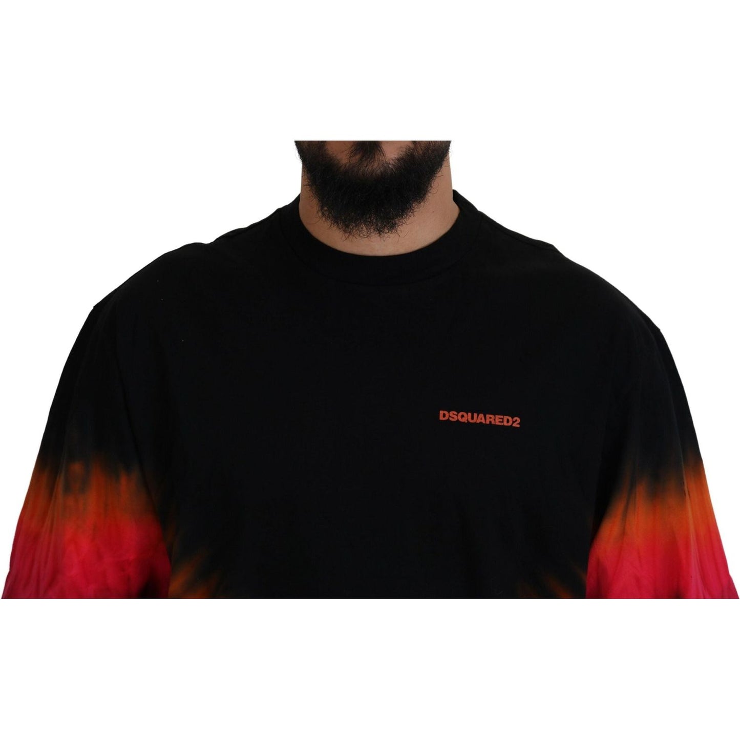 Dsquared² Black Orange Cotton Short Sleeves Crewneck T-shirt Dsquared² Black