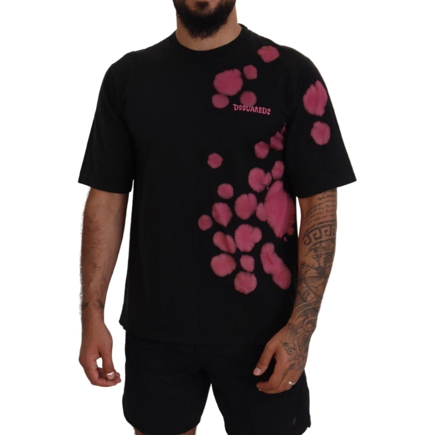 Dsquared² Black Pink Cotton Short Sleeves Crewneck T-shirt Dsquared² Black