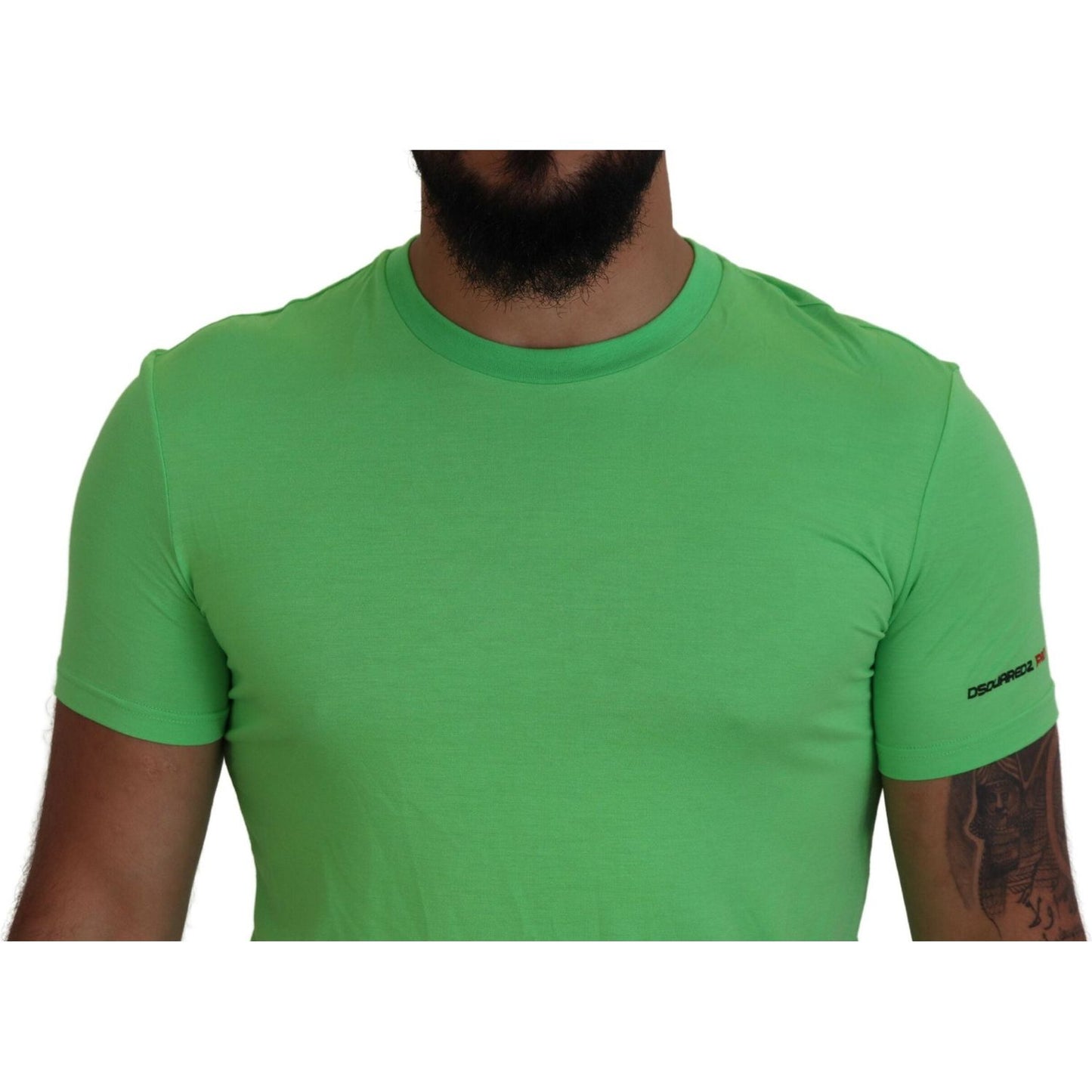 Dsquared² Green Modal Short Sleeves Crewneck T-shirt Dsquared² Sea Green