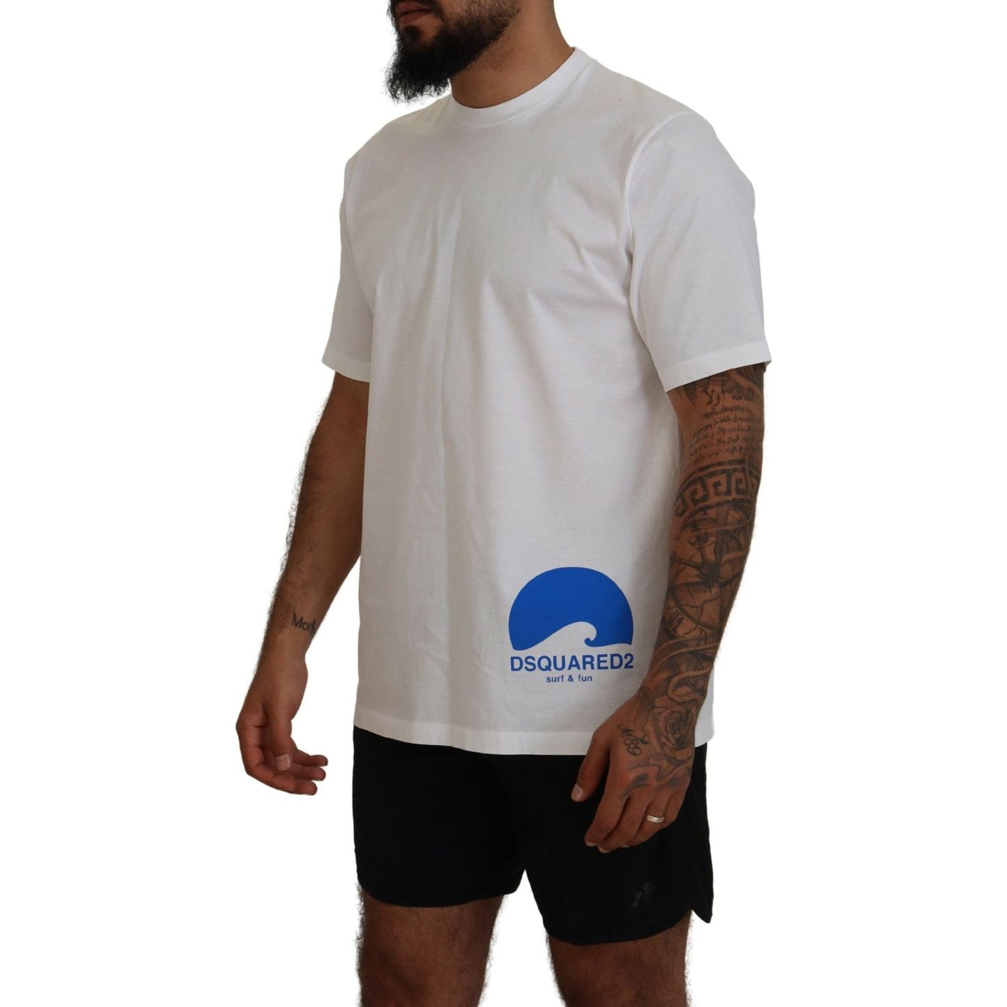Dsquared² White Cotton Short Sleeves Crewneck T-shirt Dsquared² Dark Gray