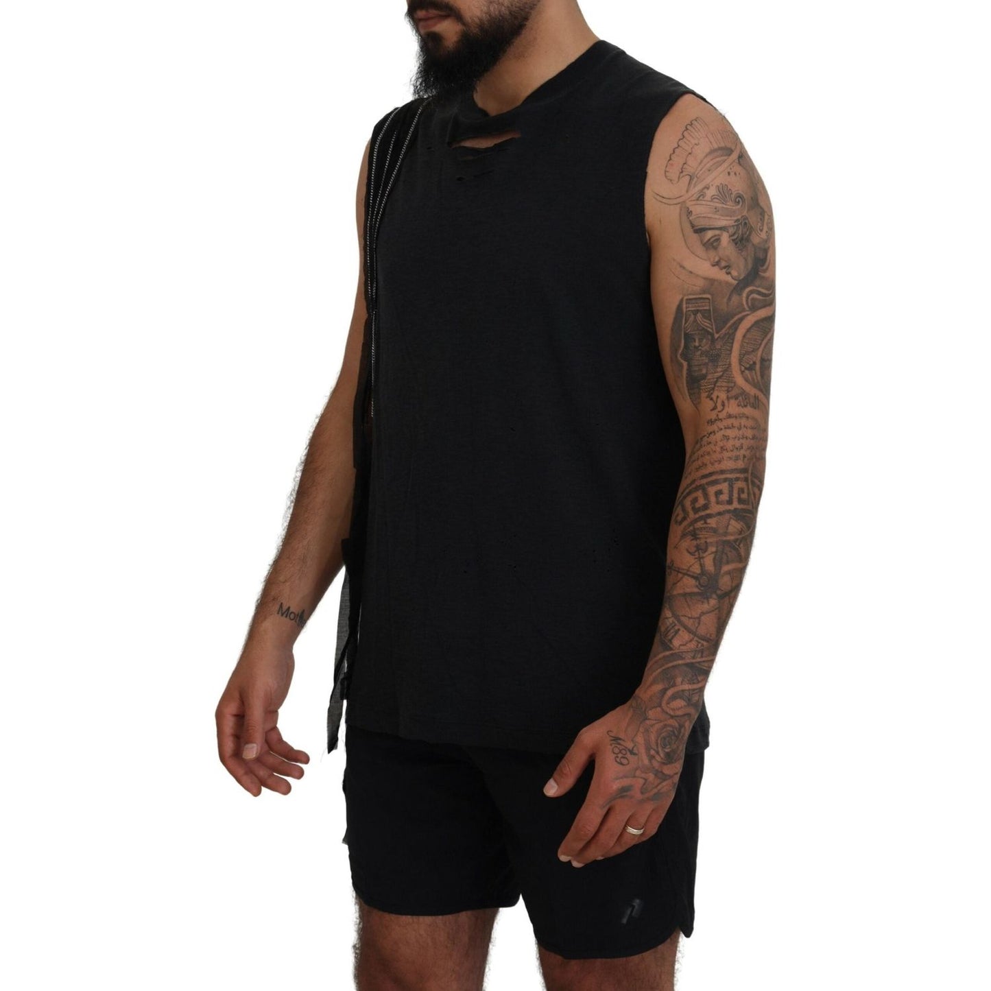 Dsquared² Black Chain Embellished Sleeveless Men Tank T-shirt Dsquared² Black
