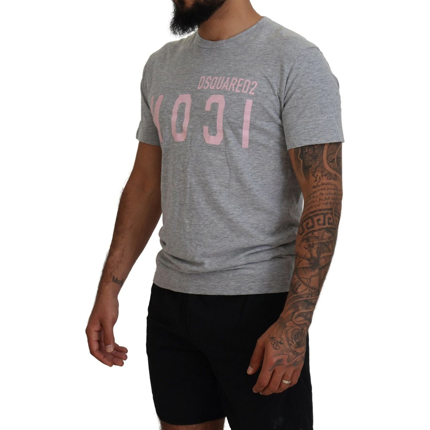 Dsquared² Gray Logo Cotton Short Sleeves Crewneck T-shirt Dsquared² Dim Gray