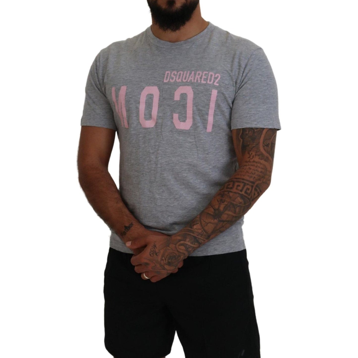 Dsquared² Gray Logo Cotton Short Sleeves Crewneck T-shirt Dsquared² Dim Gray