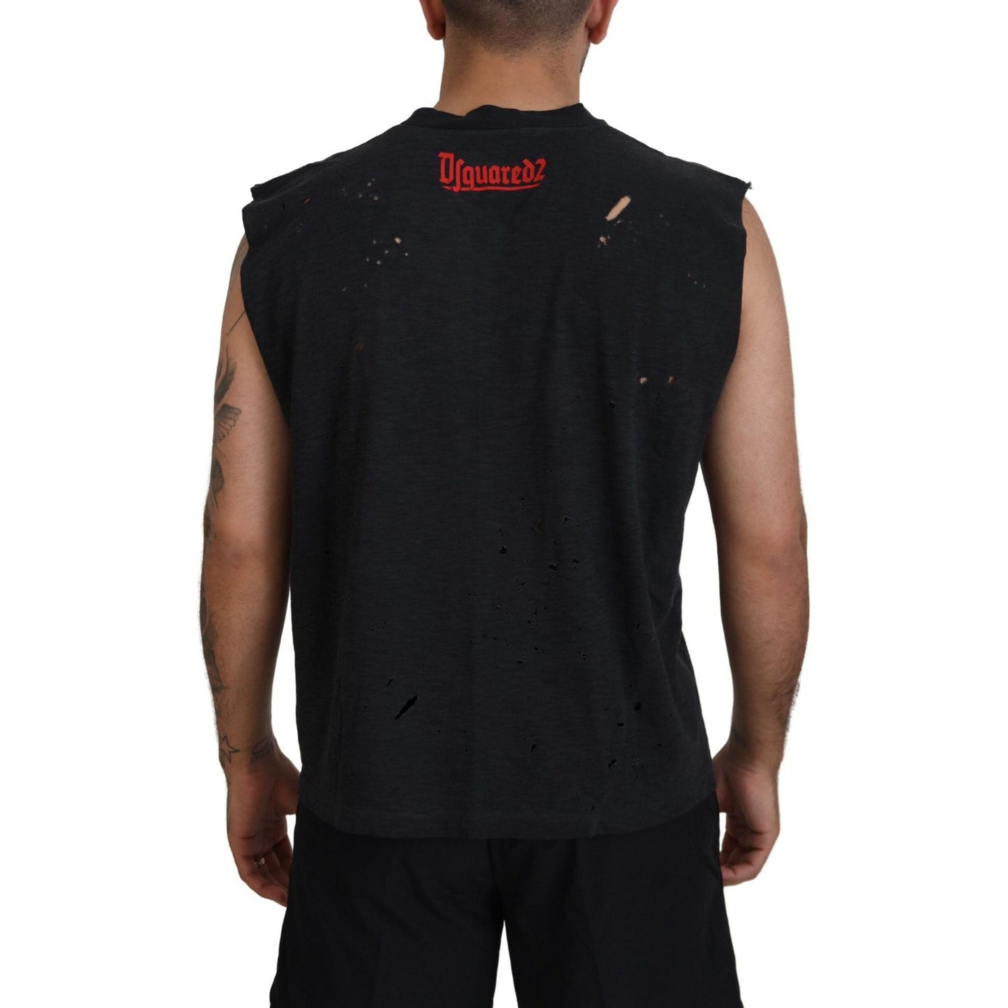 Dsquared² Black Cotton Sleeveless Crewneck Tank T-shirt Dsquared² Black